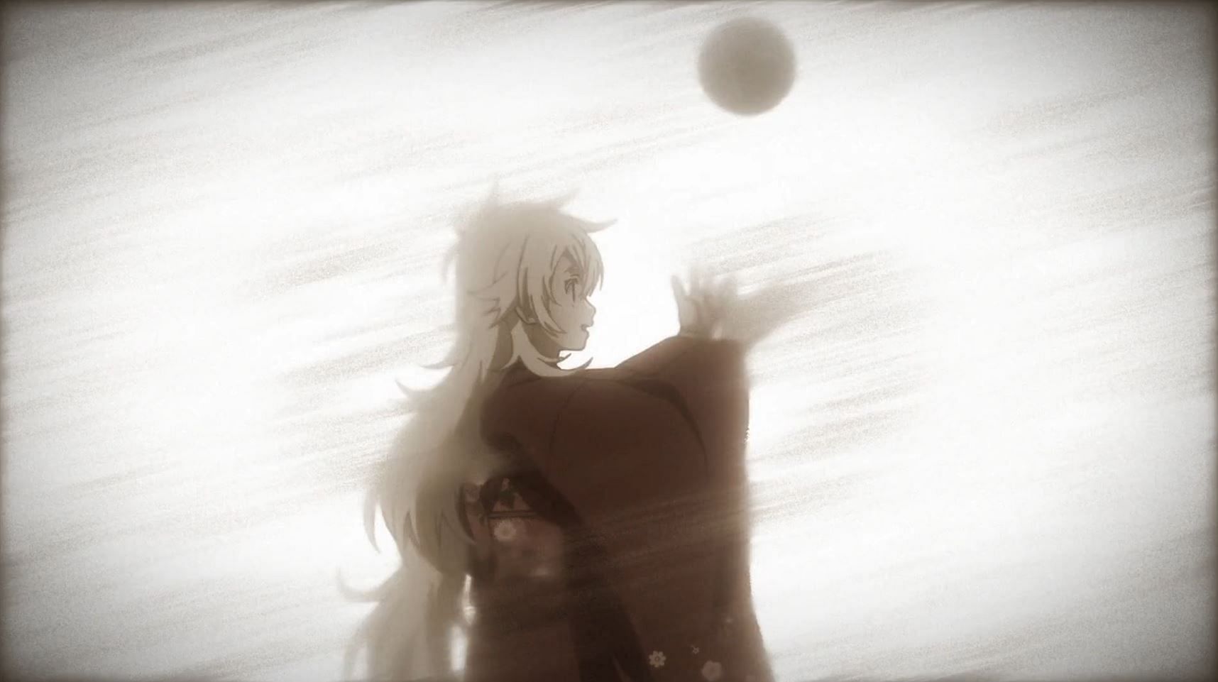 Haine playing with her ball in a flashback - Summertime Rendering (Image via OLM)