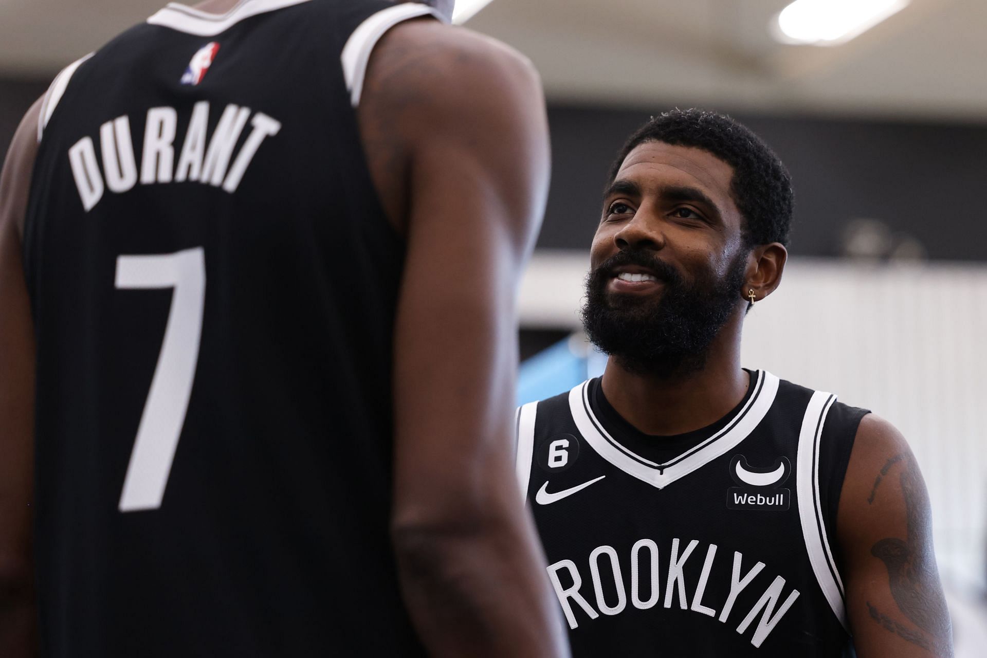 Brooklyn Nets stars Kevin Durant and Kyrie Irving at Media Day