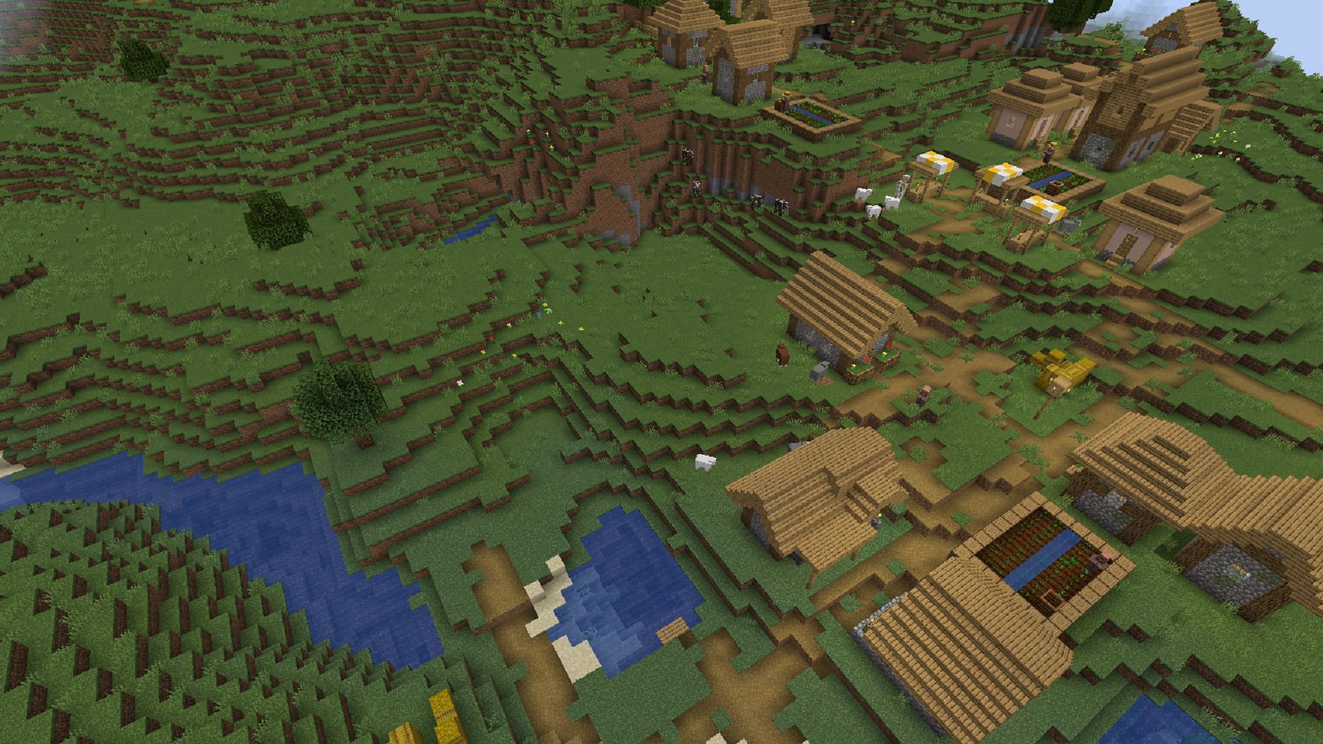 One of multiple villages found on this seed&#039;s island spawn (Image via Mojang)
