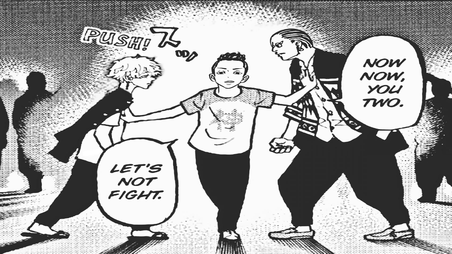 Shinichiro stopping a fight in Tokyo Revengers (Image via Ken Wakui, Kodansha)