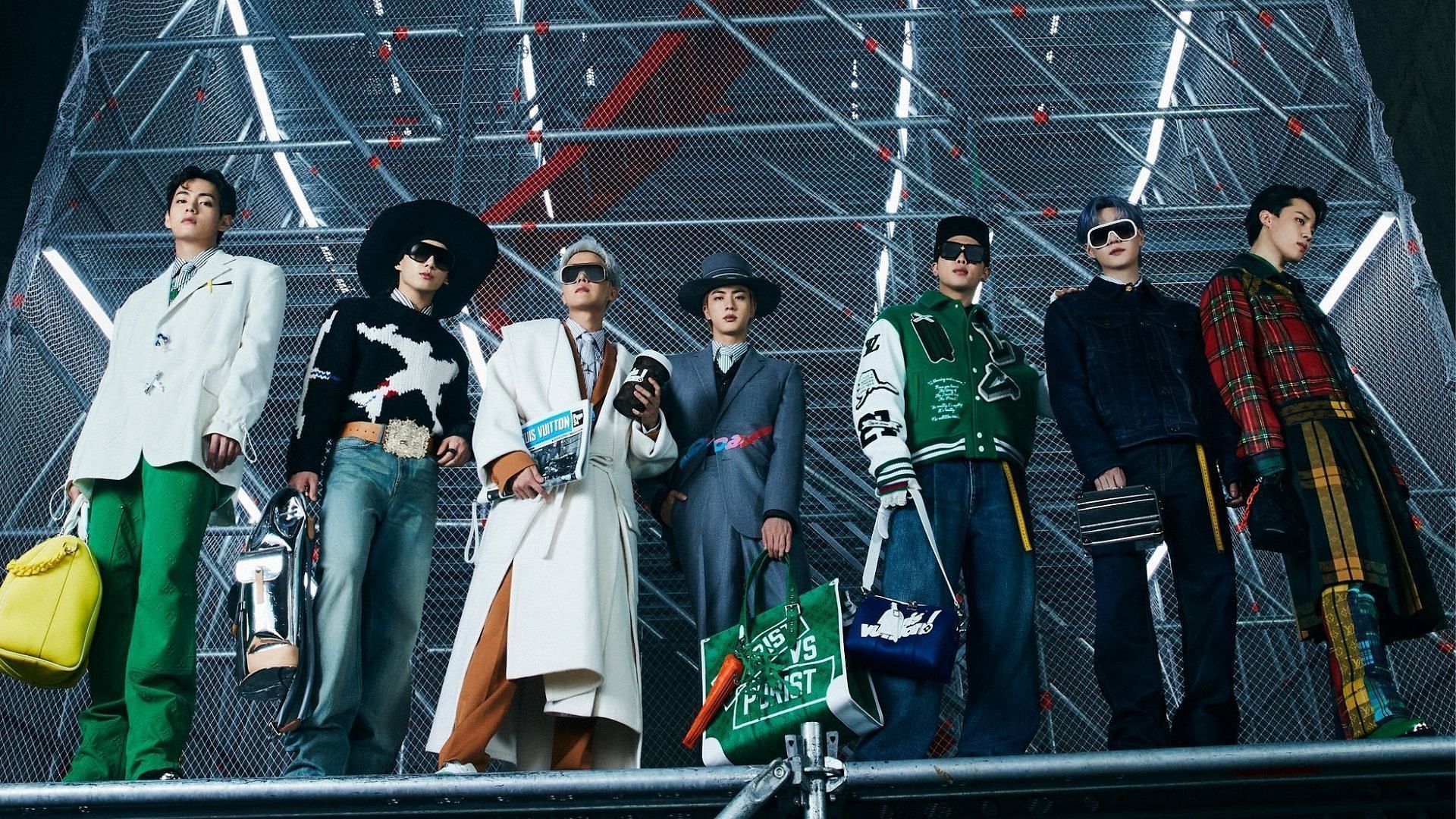 BTS clad in Louis Vuitton for their fashion film Hope (Image via Louis Vuitton)