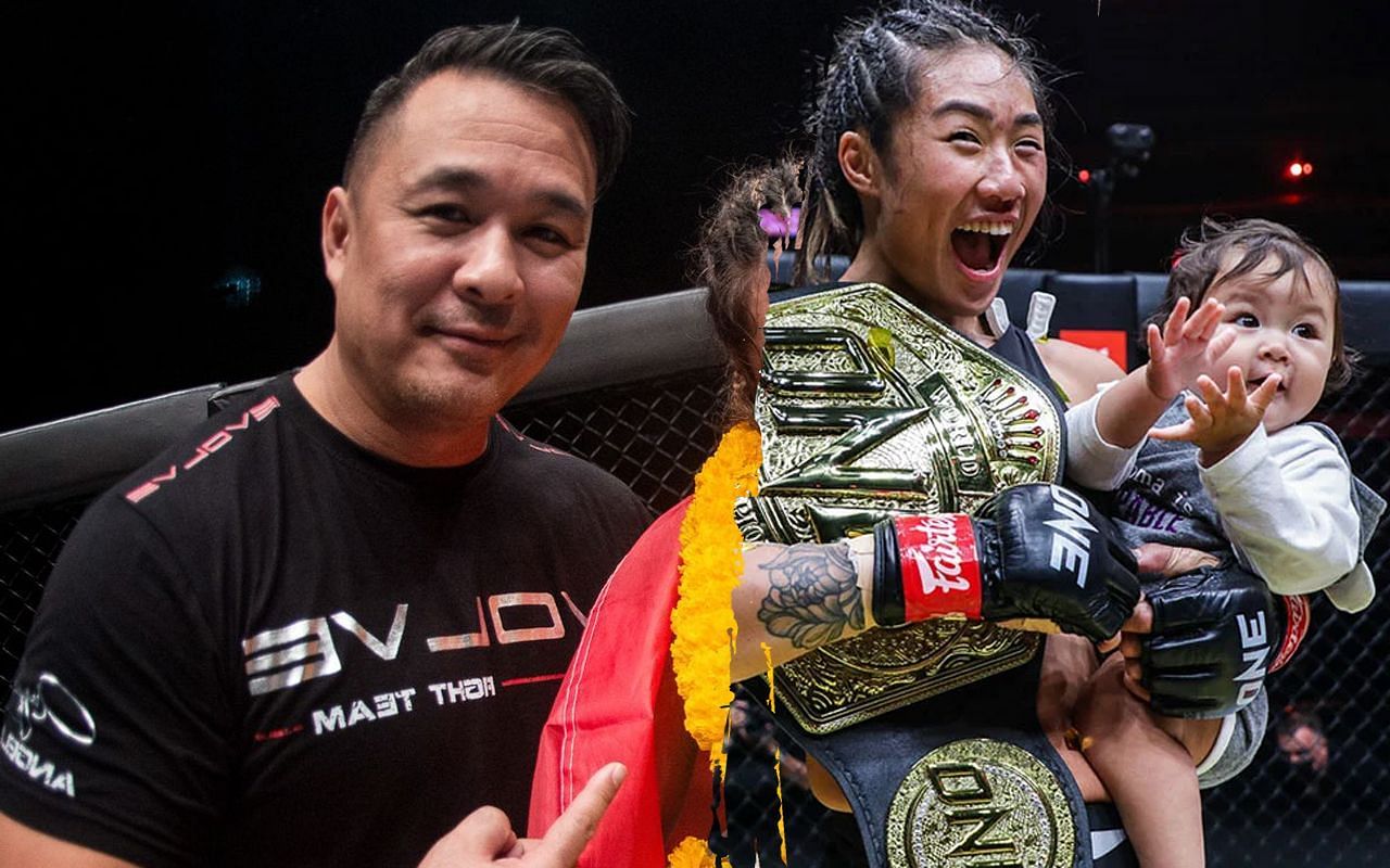 Ken Lee (L) is incredibly proud of Angela Lee (R) for balancing motherhood and her career as an MMA world champion | Photos from ONE Championship