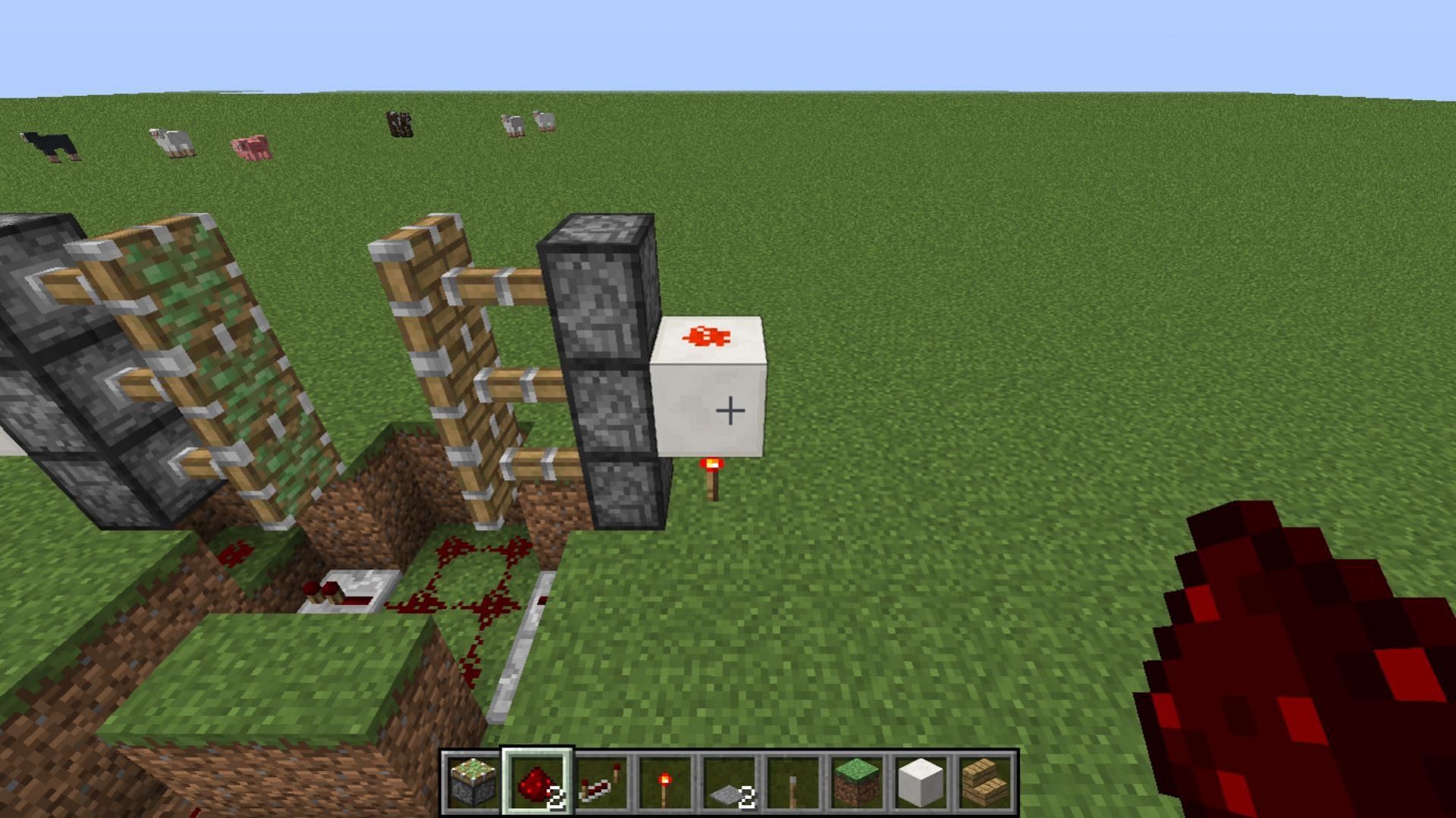 A completely automated door made from blocks with the help of redstone in Minecraft (Image via Instructables/Aiden_78)