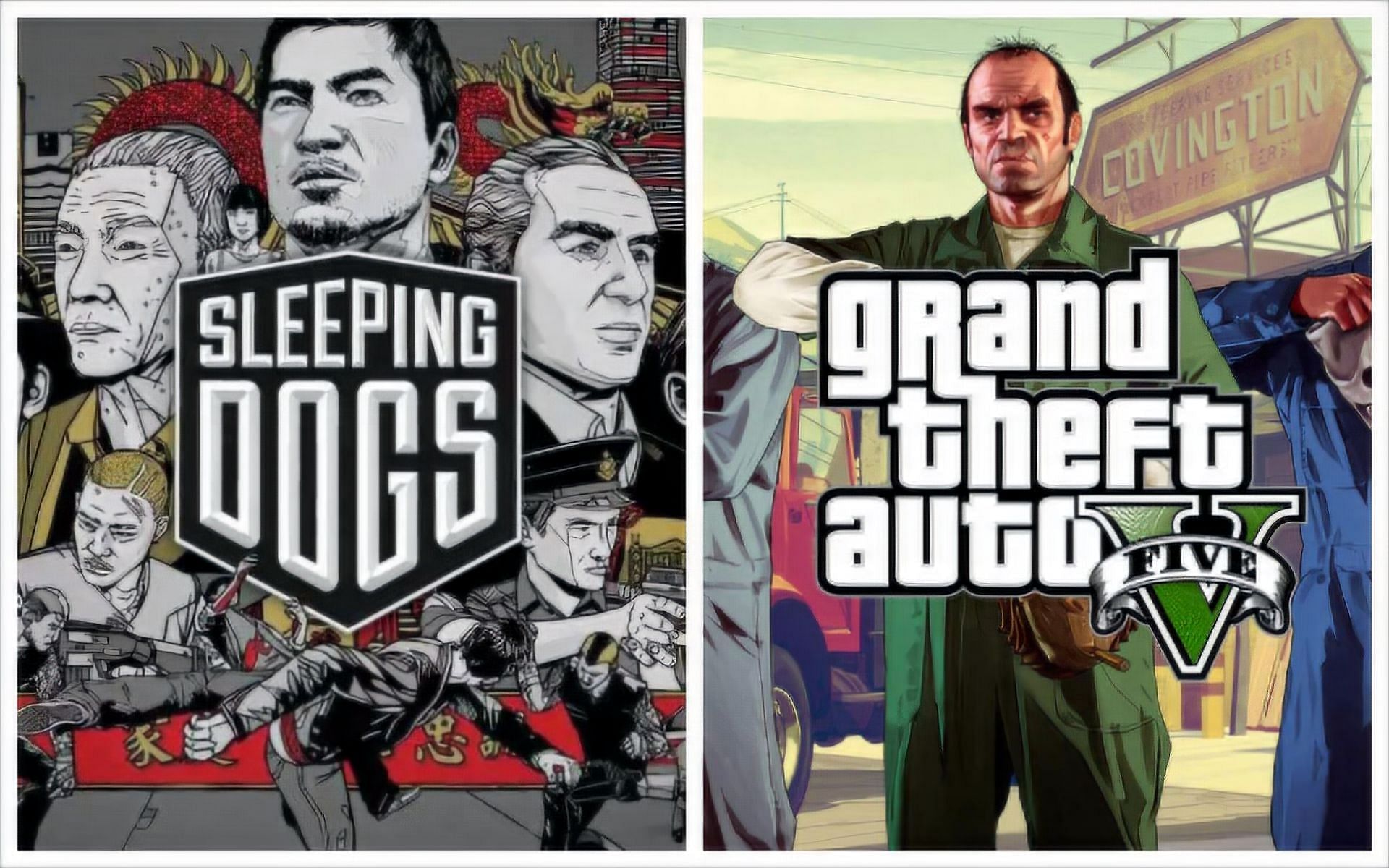 GTA 5 and Sleeping Dogs are similar in some ways (Images via Square Enix and Rockstar Games)