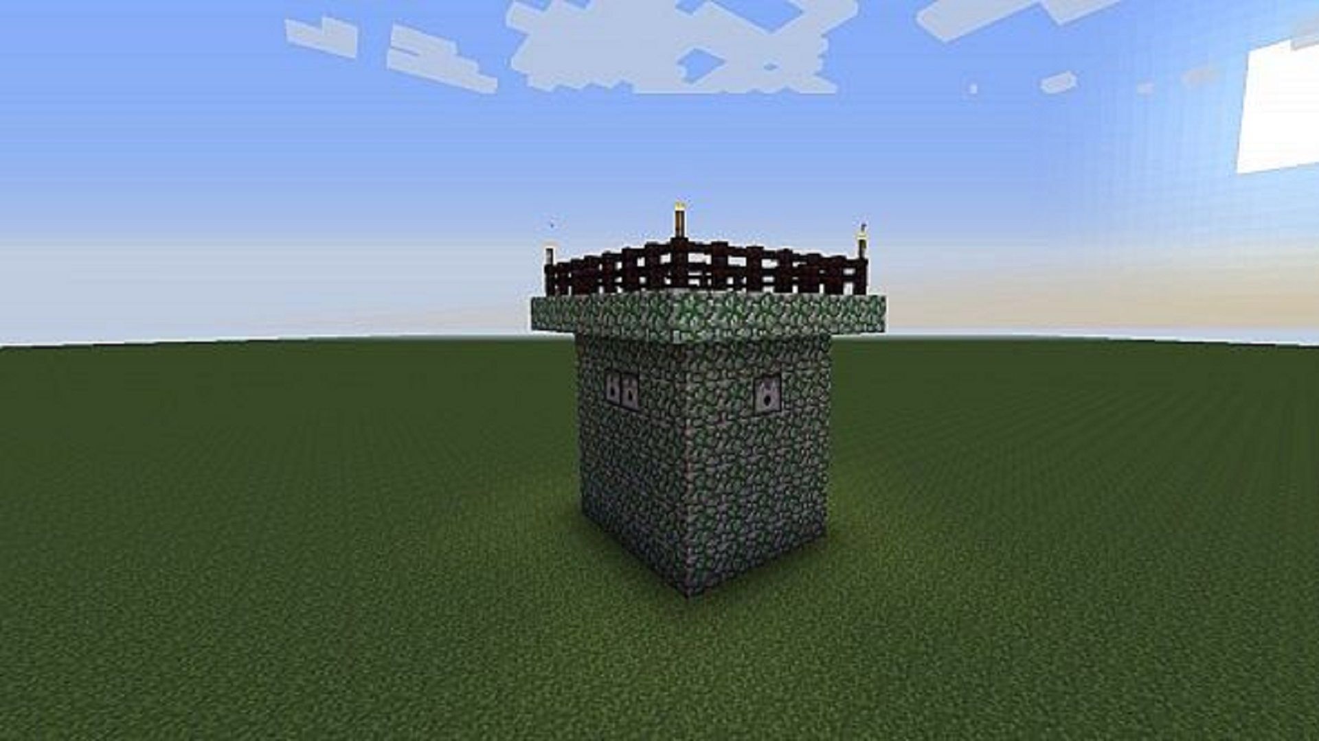 A basic player-made defense tower (Image via RebelYelliex/Planet Minecraft)