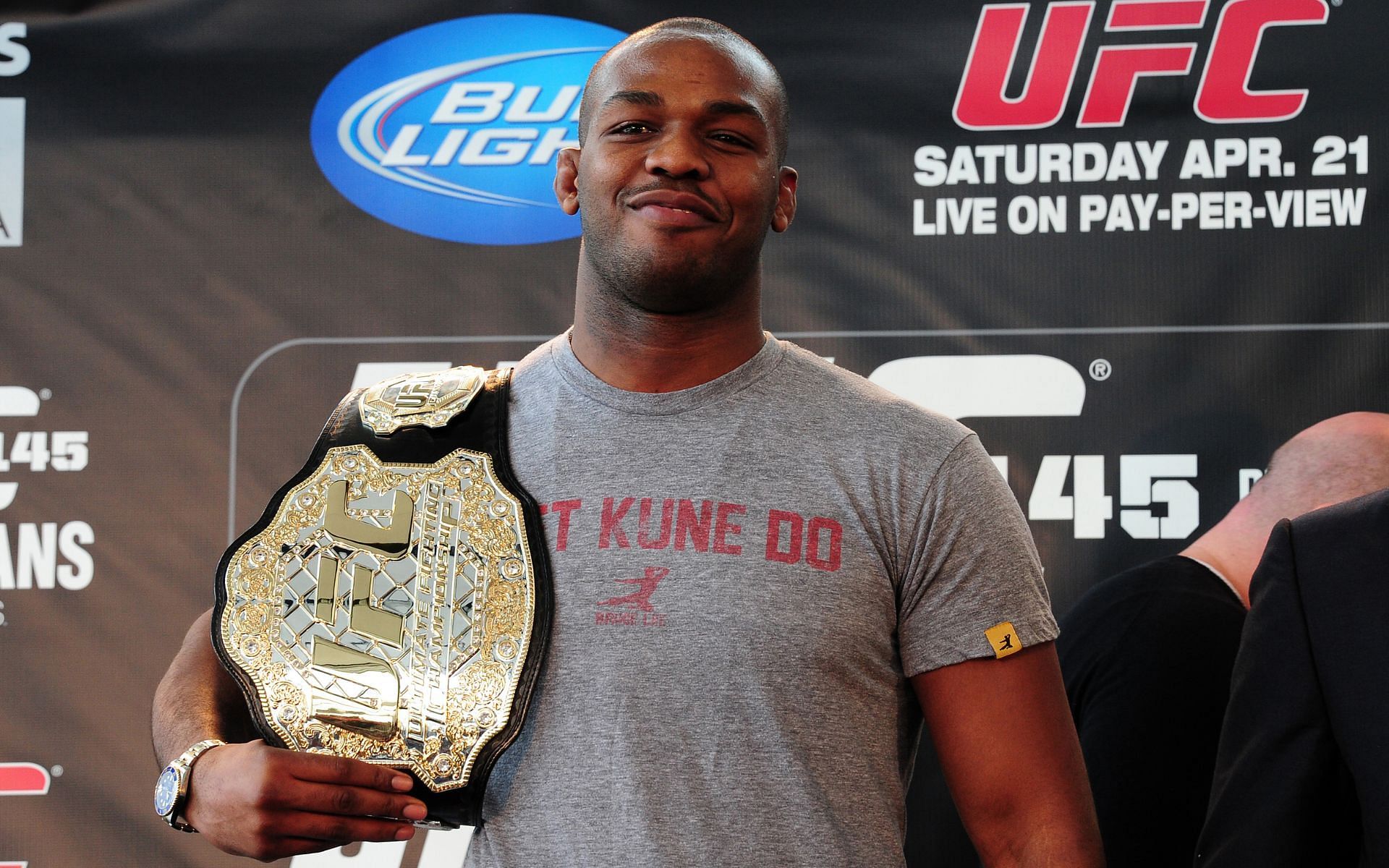 Jon Jones after one of the press conferences promoting his UFC 145 fight