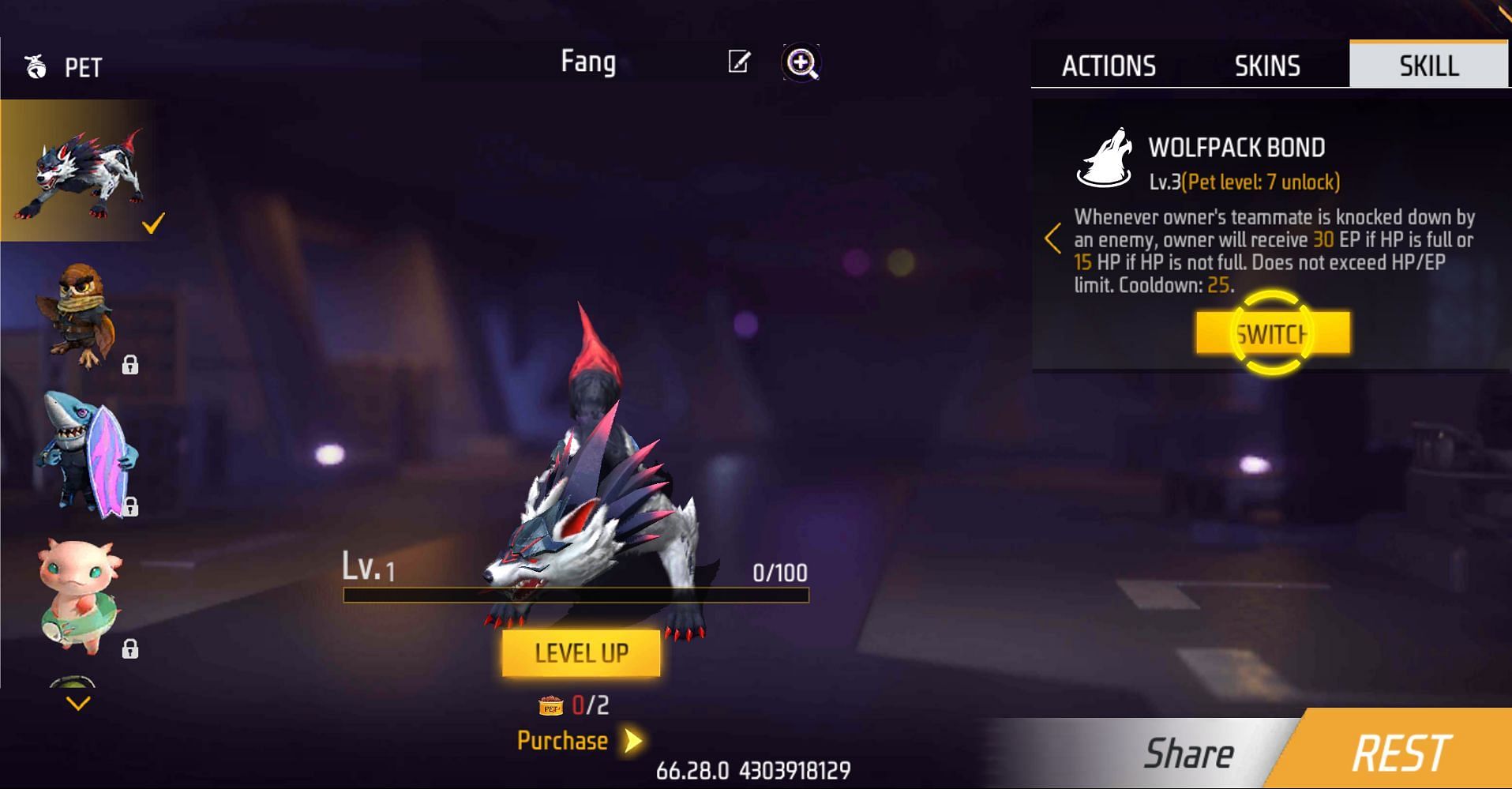 The new Fang pet in the Advance Server (Image via Garena)