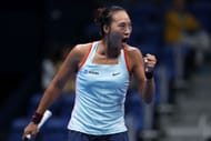 Qinwen Zheng at the 2022 Toray Pan Pacific Open.
