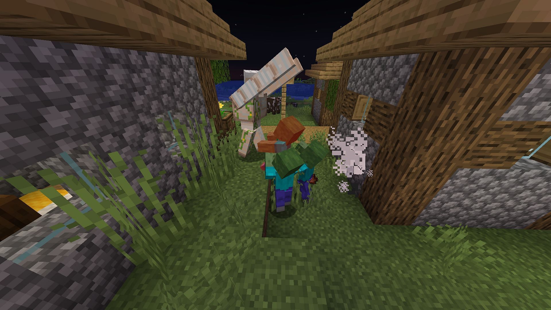 An Iron Golem fighting a hoard of Zombies in Minecraft (Image via Mojang)