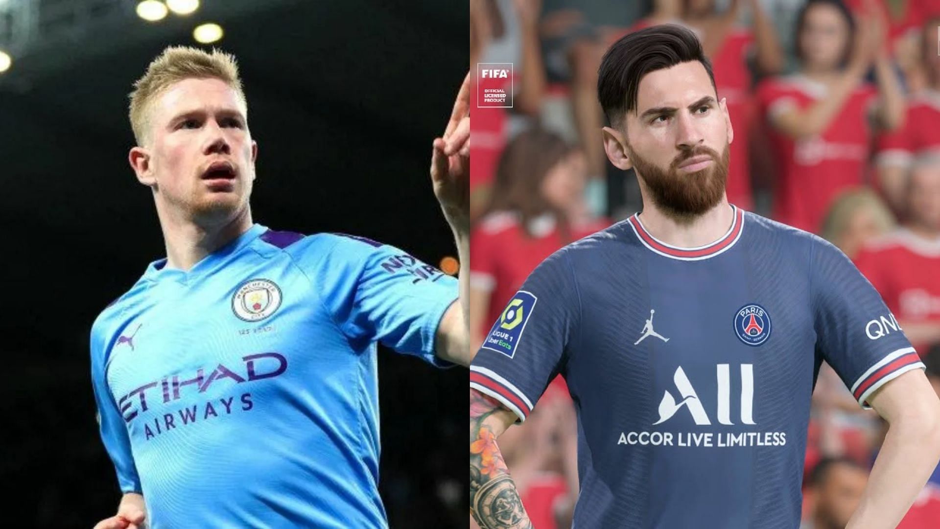 De Bruyne and Messi are among the top passers in FIFA 23 (Images via Getty, EA Sports)