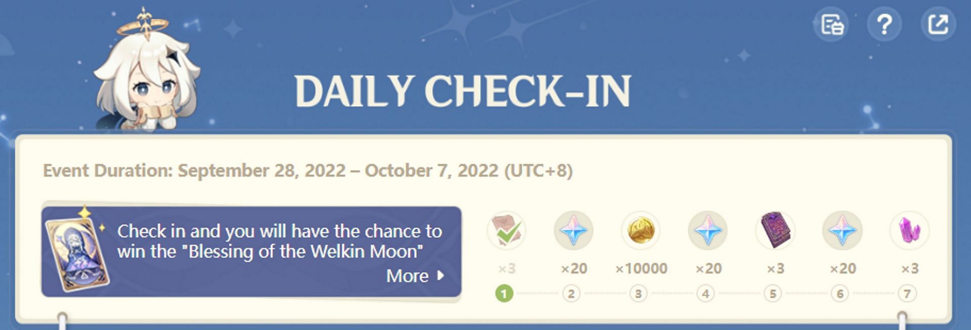 The Daily Check-In Page (Image via HoYoverse)
