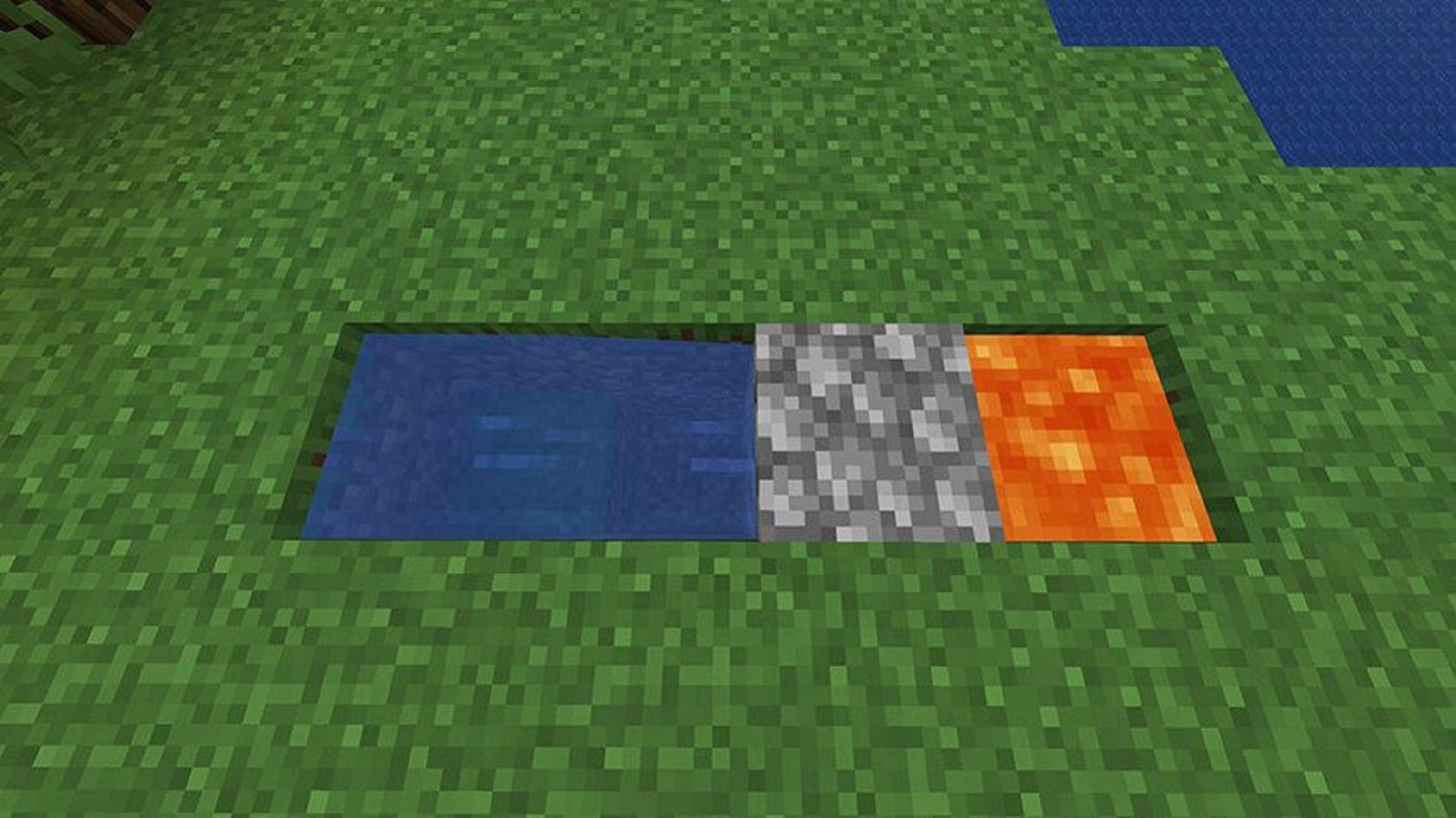 A cobblestone generator, the most basic cobblestone farm in Minecraft (Image via Mojang)