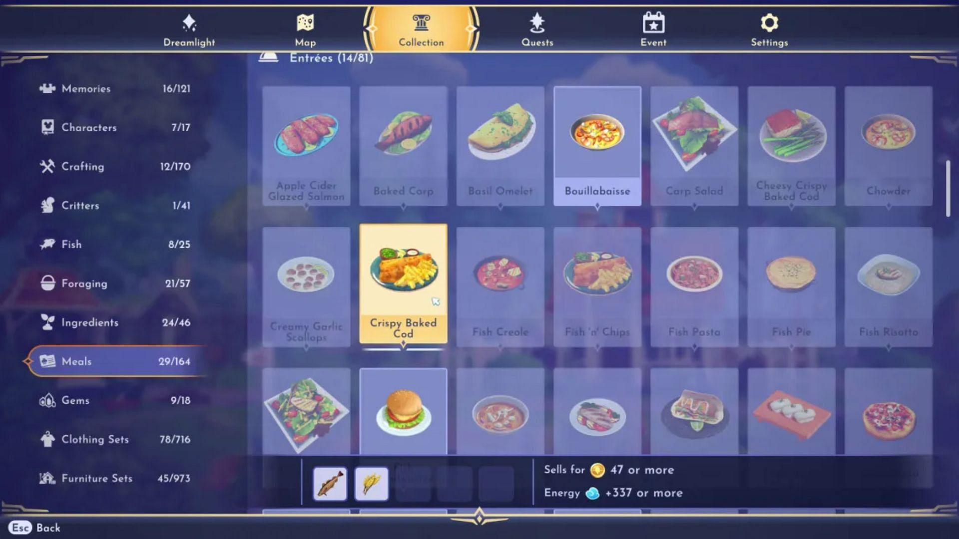Some of the meals in the game (Image via Gameloft)