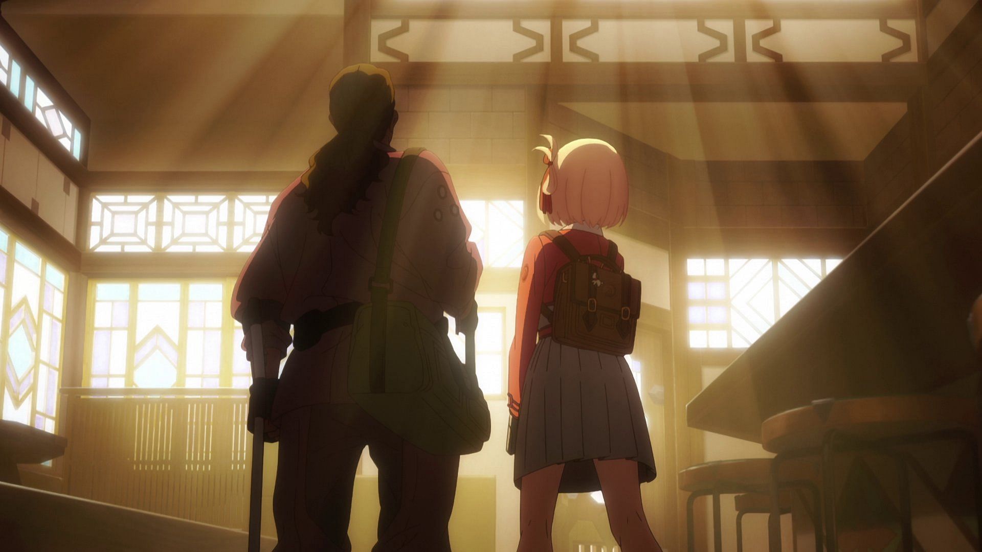 Chisato and Mika getting ready to rescue Yoshi (Image via A-1 Pictures)