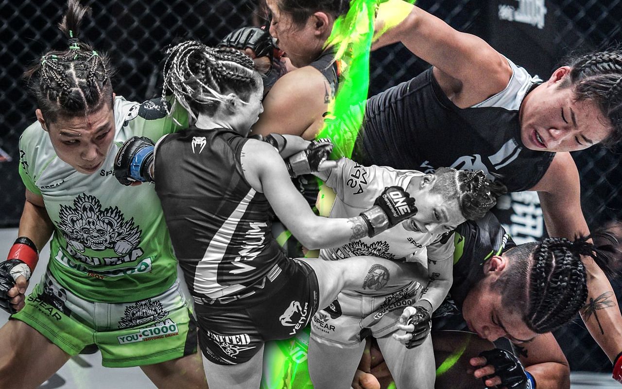 Angela Lee (in black) and Xiong Jing Nan (in green) are set to settle their tie at ONE on Prime Video 2. | [Photos: ONE Championship]