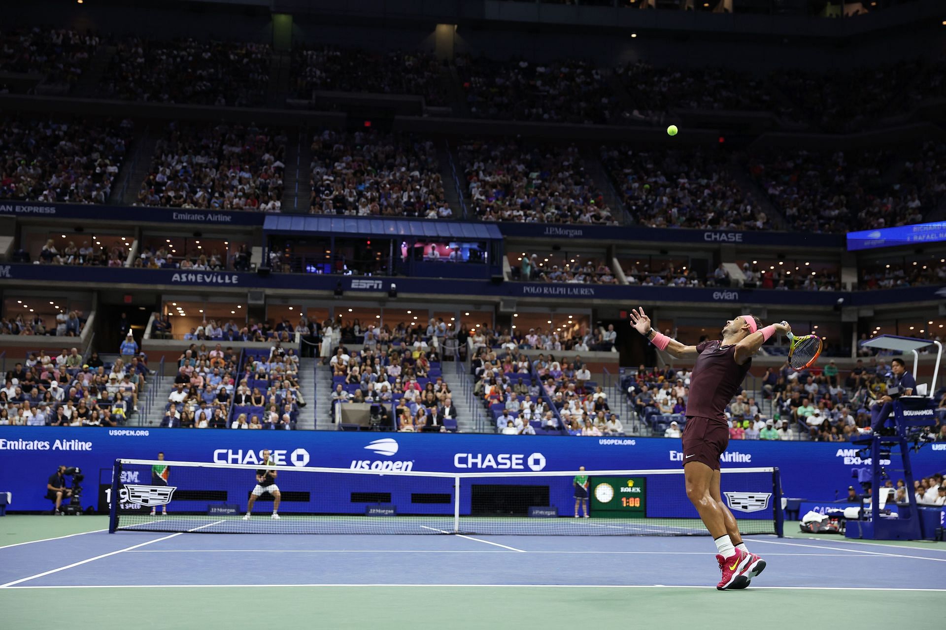 Rafael Nadal in action at the 2022 US Open.