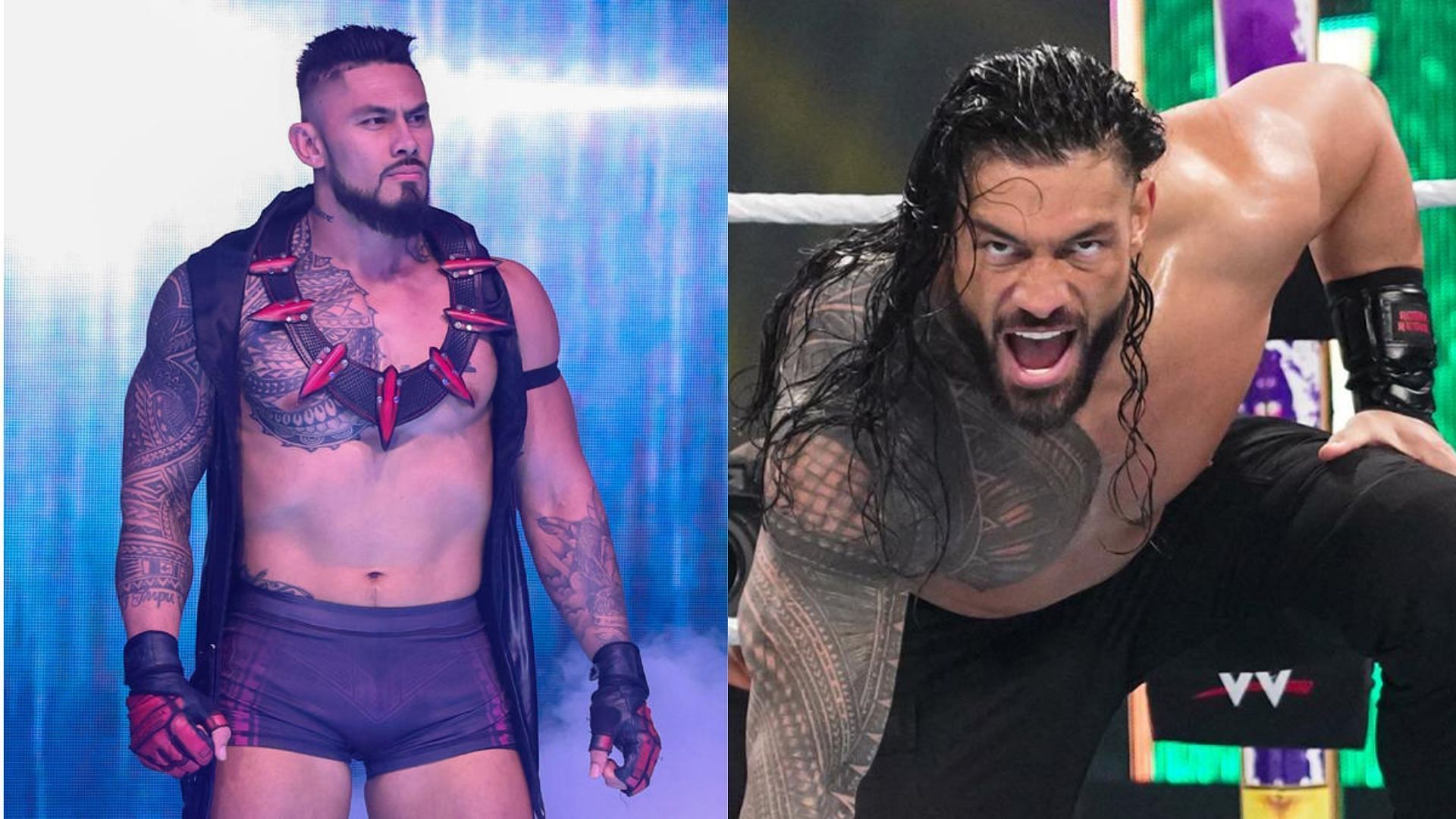 Xyon Quinn (L) and Roman Reigns (R)