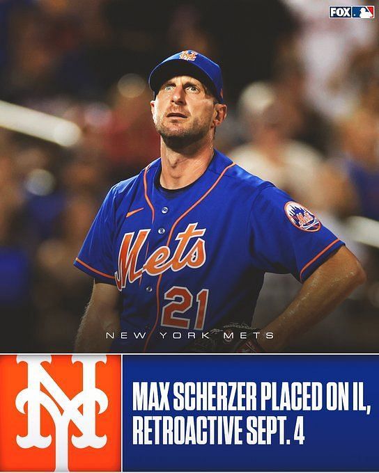 Mets place Max Scherzer on IL with left oblique irritation