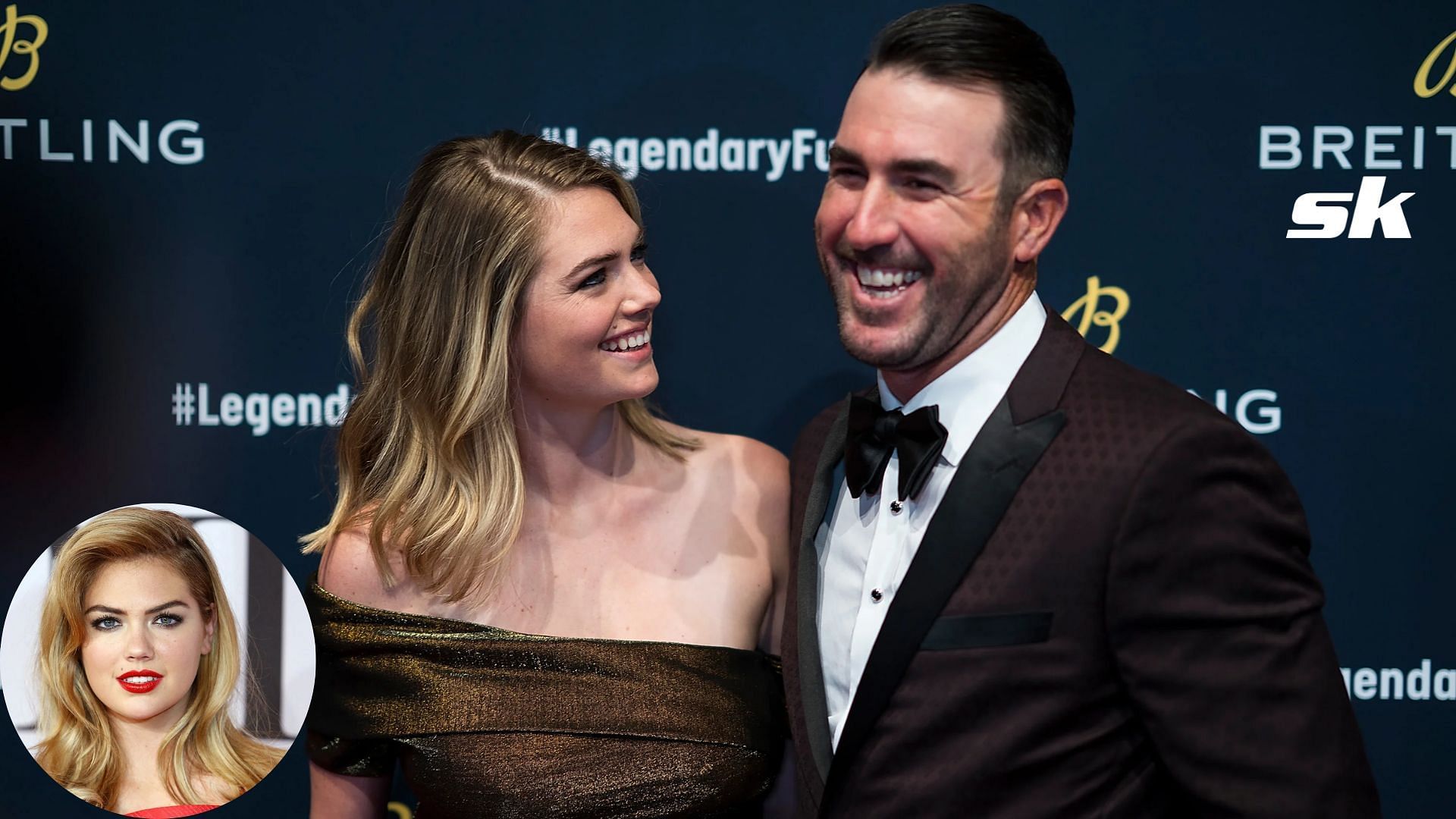 Houston Astros pitcher Justin Verlander with his wife Kate Upton; Kate Upton (inset)