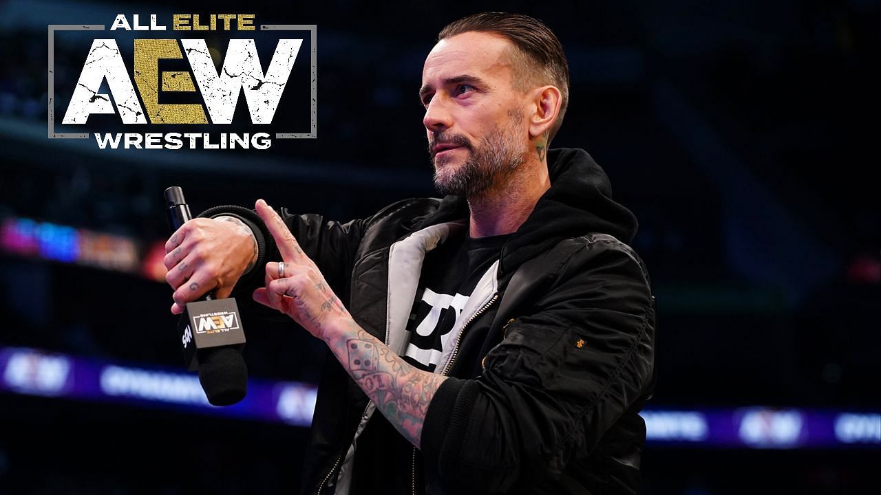 Punk during one of his AEW promos.