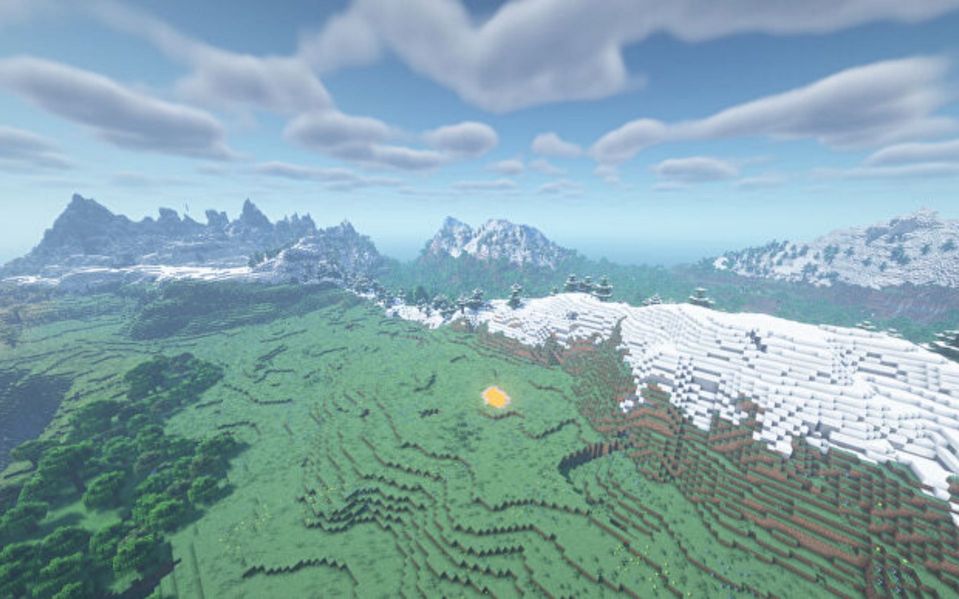 The Mountain range and hills&#039; seed (Image via Minecraft)