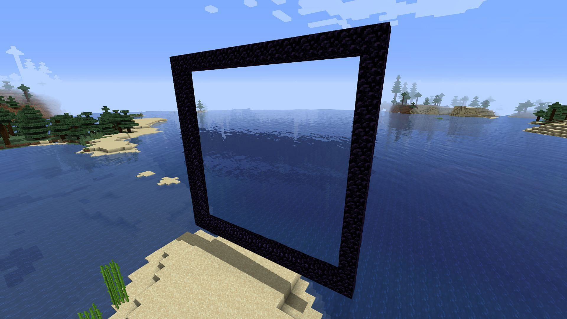 The frame of a large Nether portal (Image via Minecraft)