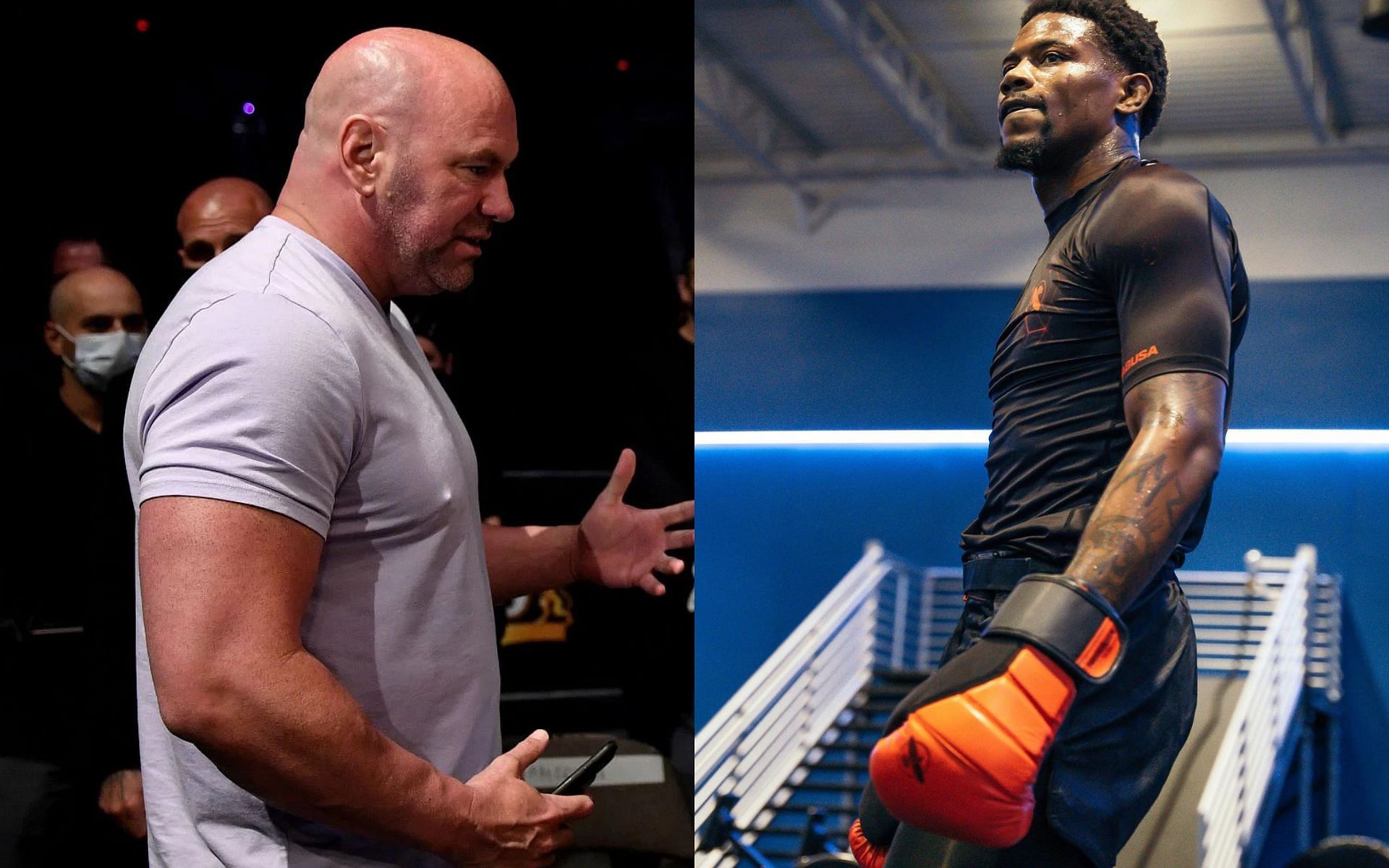 Dana White (Left) and Kevin Holland (Right) [Images via: @trailblaze2top on Instagram, rest via Getty]