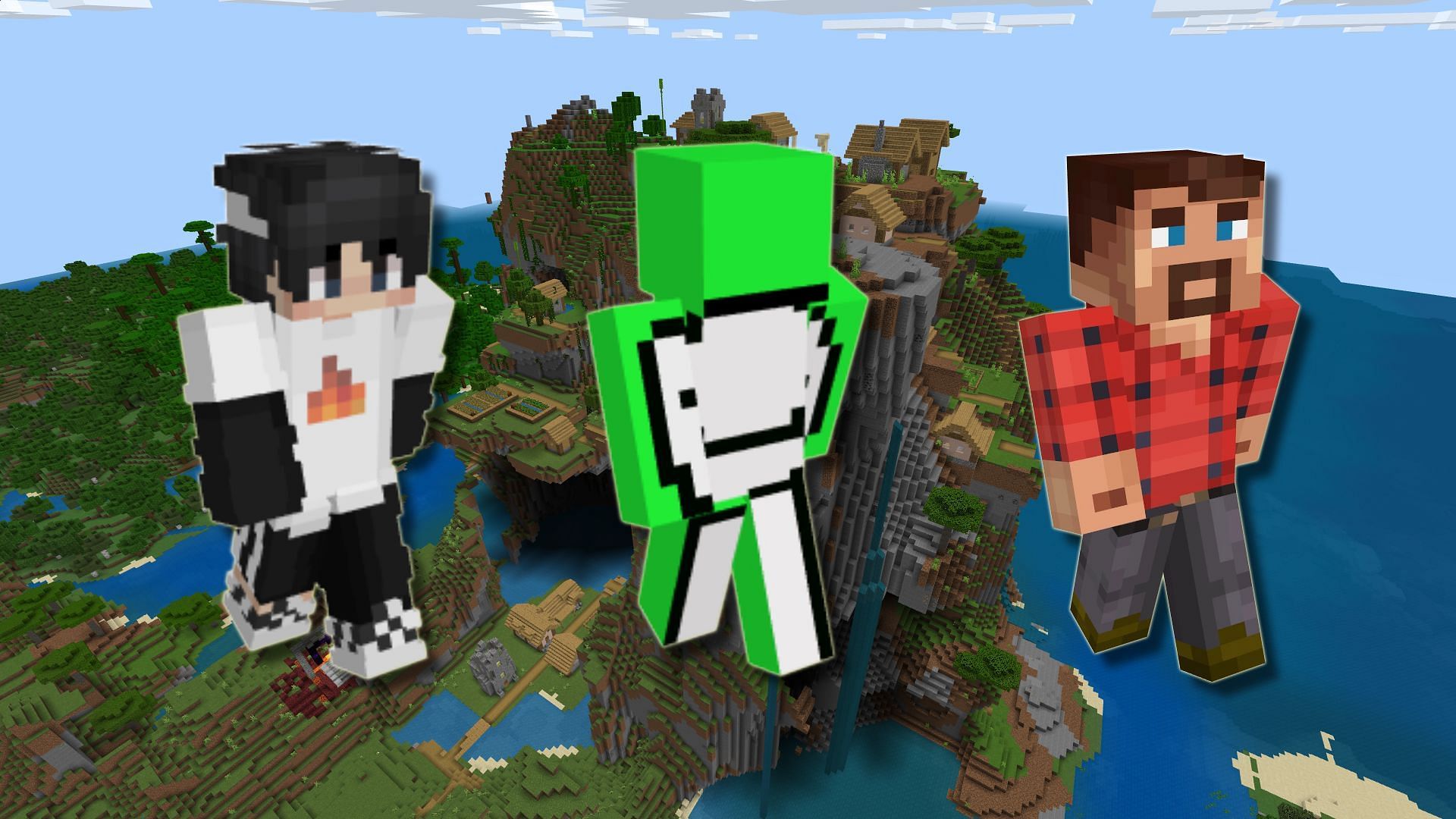 The three players with tied MCC canon victories (Image via Minecraft)