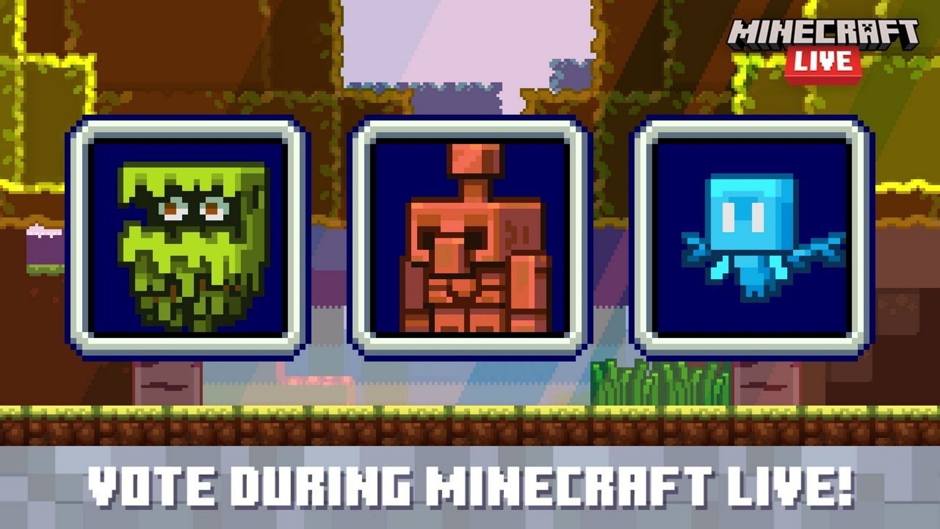 Mob vote for The Wild Update, including Glare, Copper Golem, and Allay (Image via Mojang)