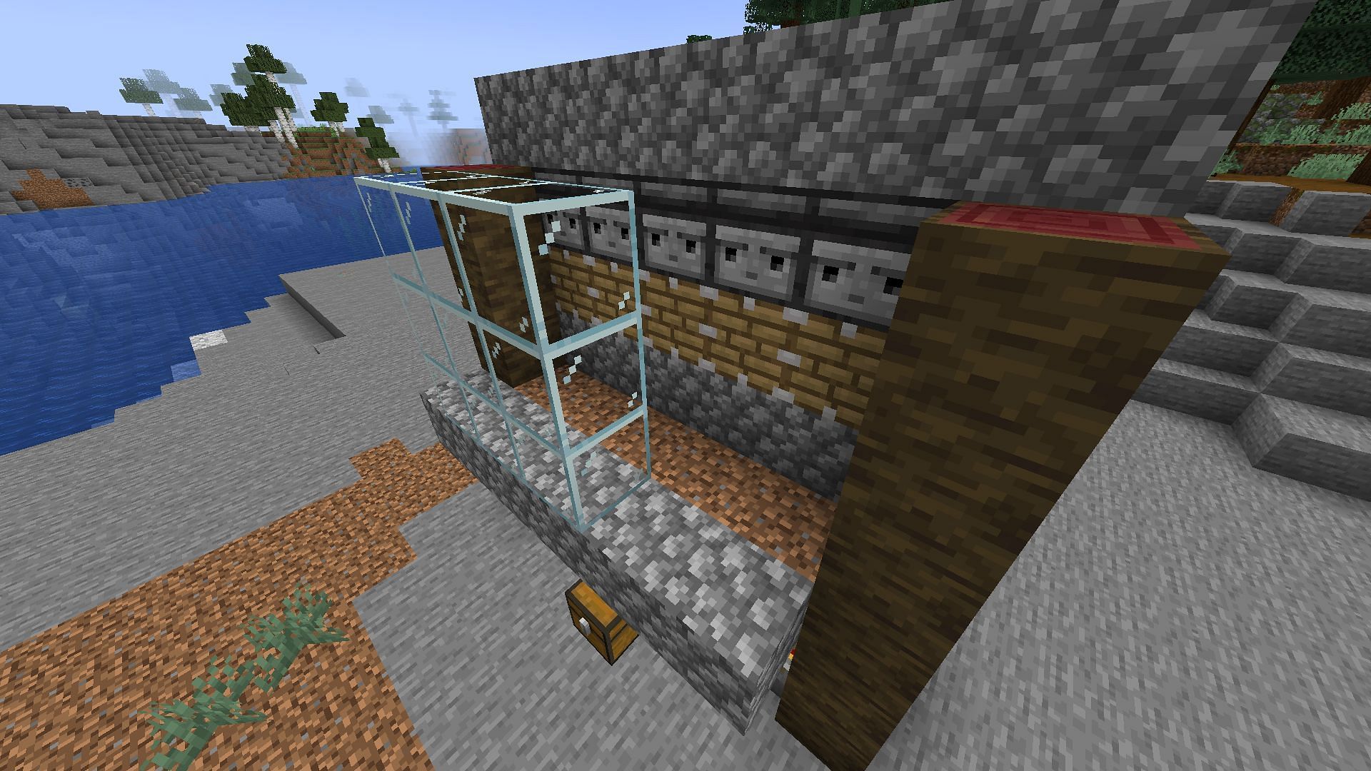 Observer and pistons placed in a Minecraft farm (Image via Mojang)