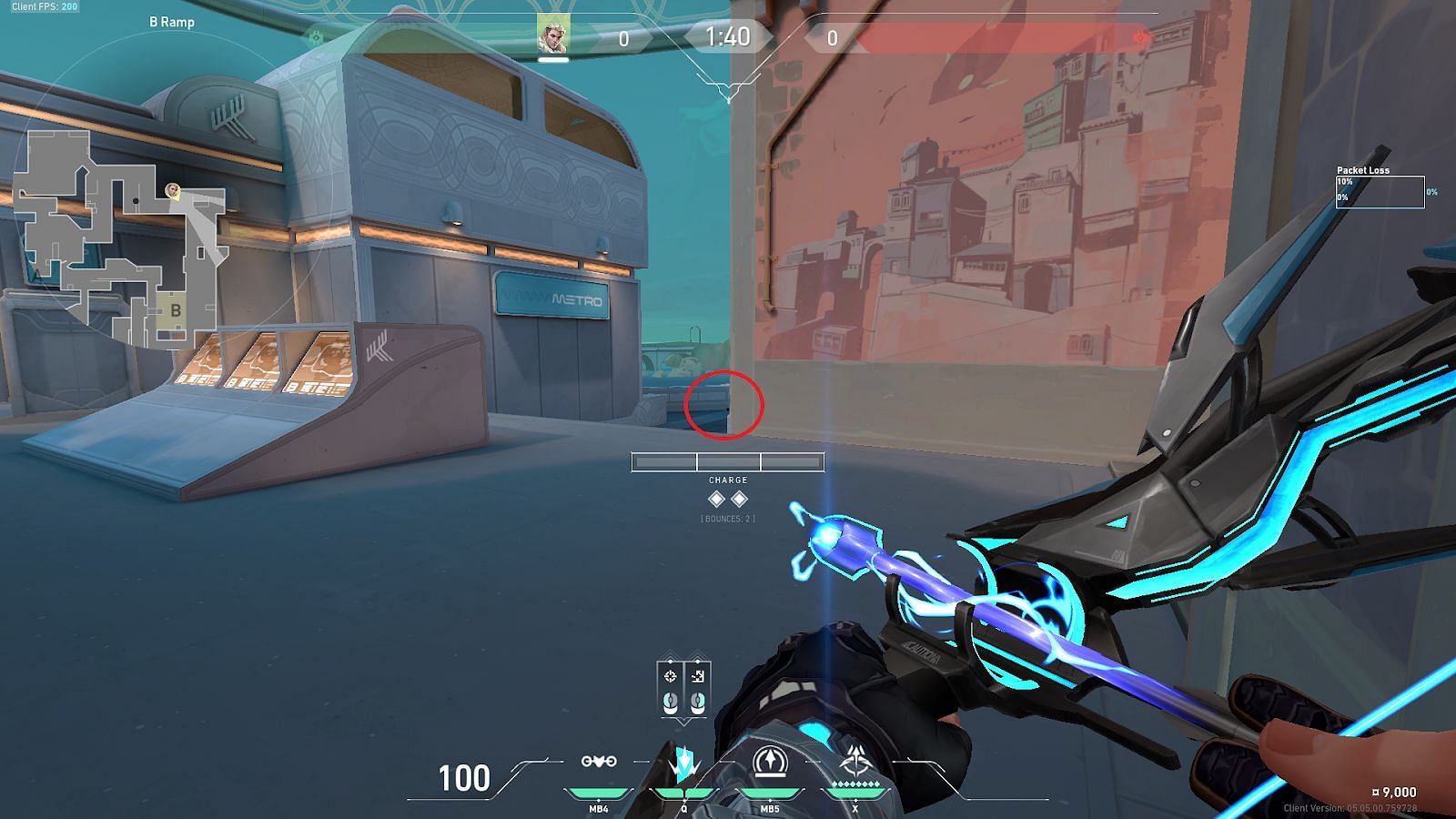 Pearl B-Ramp&#039;s second crosshair placement (Image via Riot Games)
