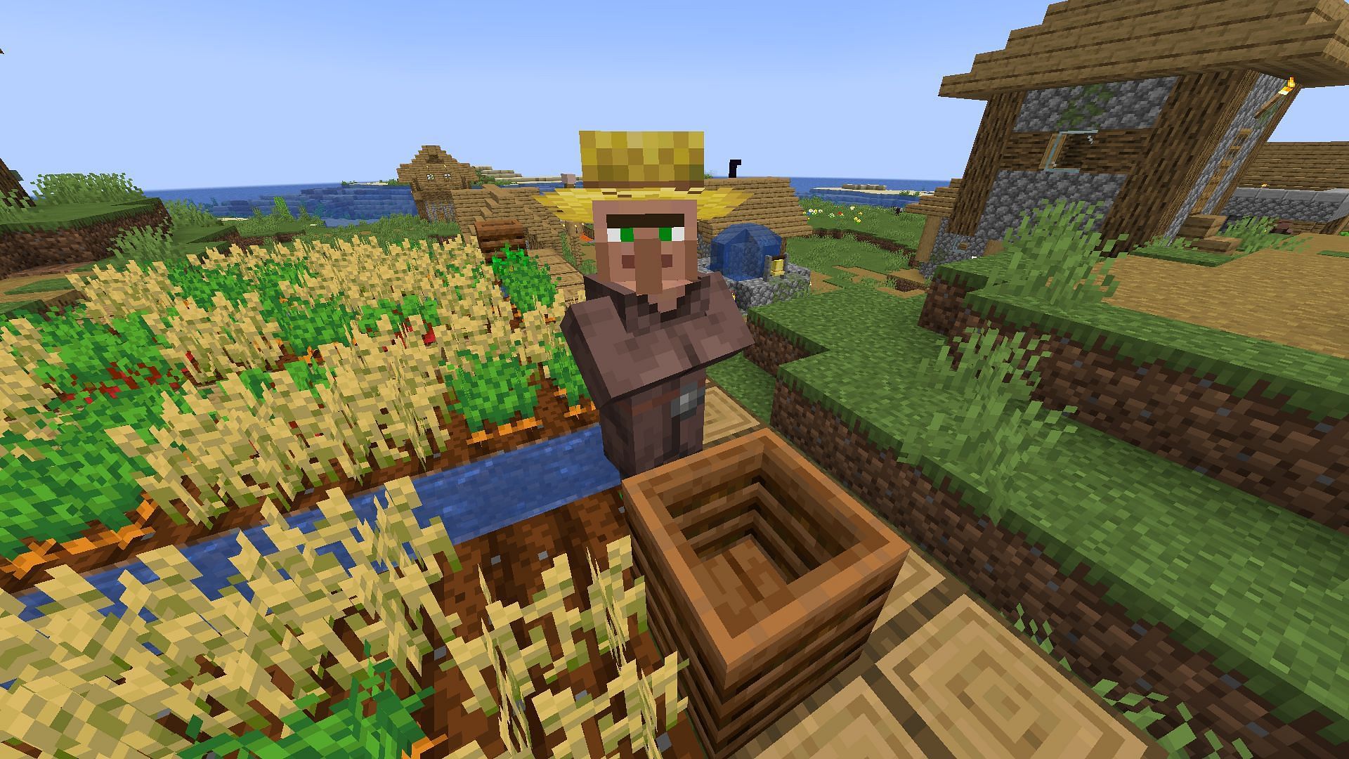 Players can get ample XP by trading with villagers in Minecraft (Image via Mojang)