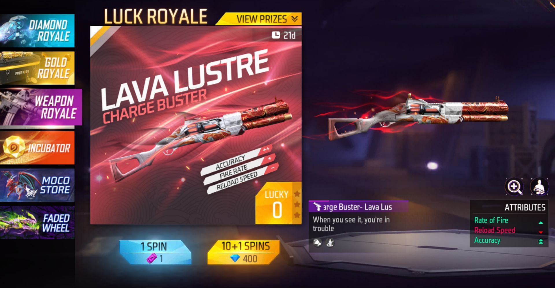 Select Diamond Royale from the menu (Image via Garena)