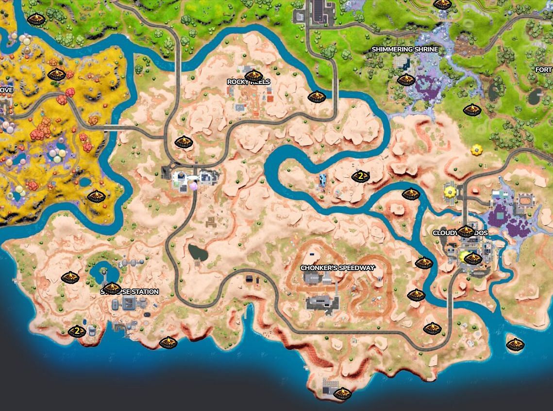 All campfire locations in Fortnite Chapter 3 Season 4