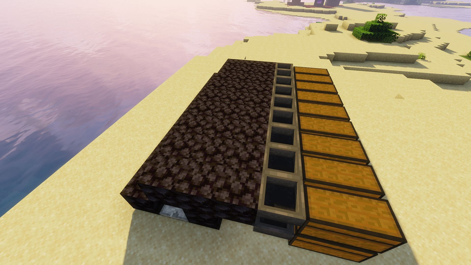 The platform covering the redstone torches and the redstone repeaters (Image via Minecraft)