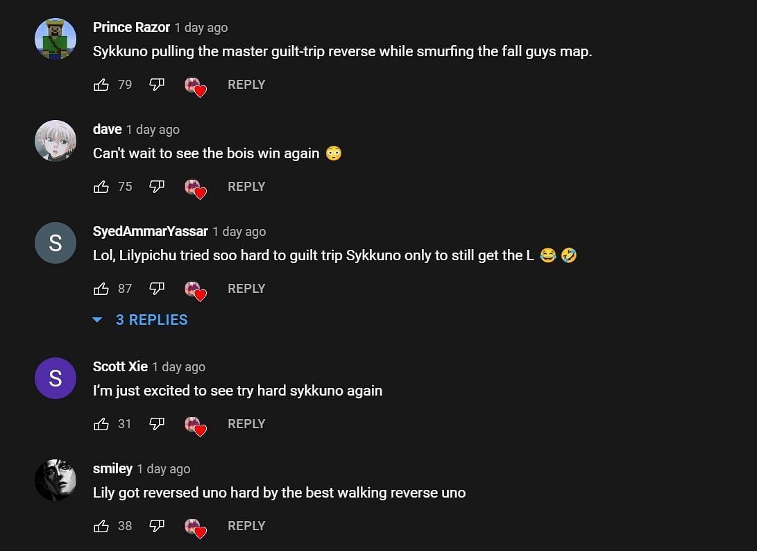 Fans reacting to Sykkuno and LilyPichu&#039;s interaction (Image via Sykkey Daily/YouTube)