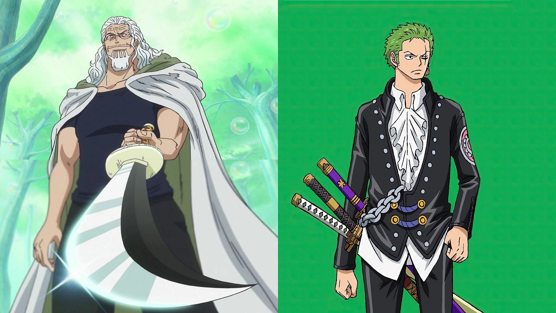 Both Rayleigh and Zoro are swordsman and Haki masters who didn&#039;t need to eat any kind of Devil Fruit to increase their strengh (Image via Toei Animation, One Piece)