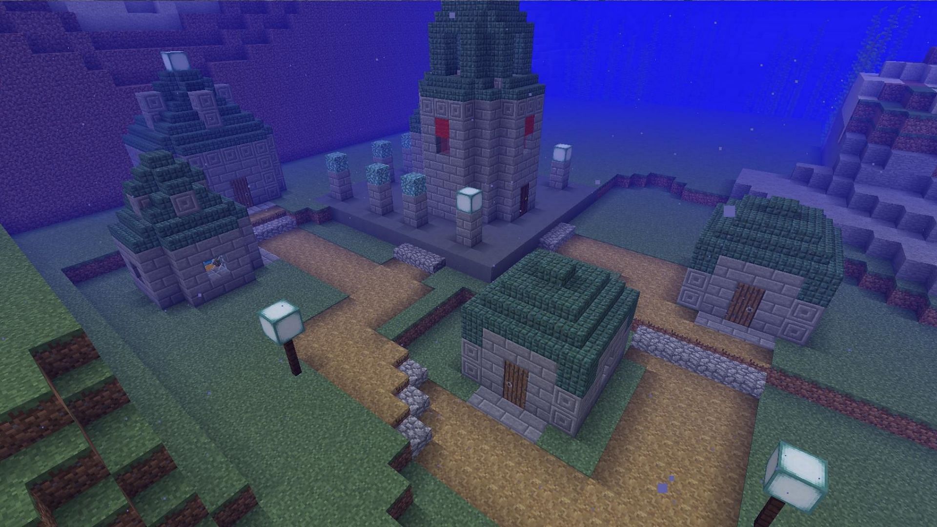 An underwater ruins structure can also be restored and decorated in Minecraft (Image via Reddit/u/Brandcraft06)
