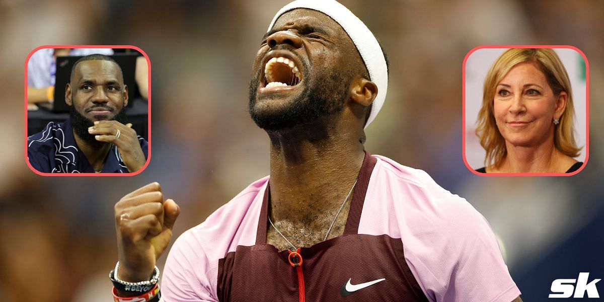 LeBron James and Chris Evert congratulates Frances Tiafoe on his defeat of Rafael Nadal at the 2022 US Open.