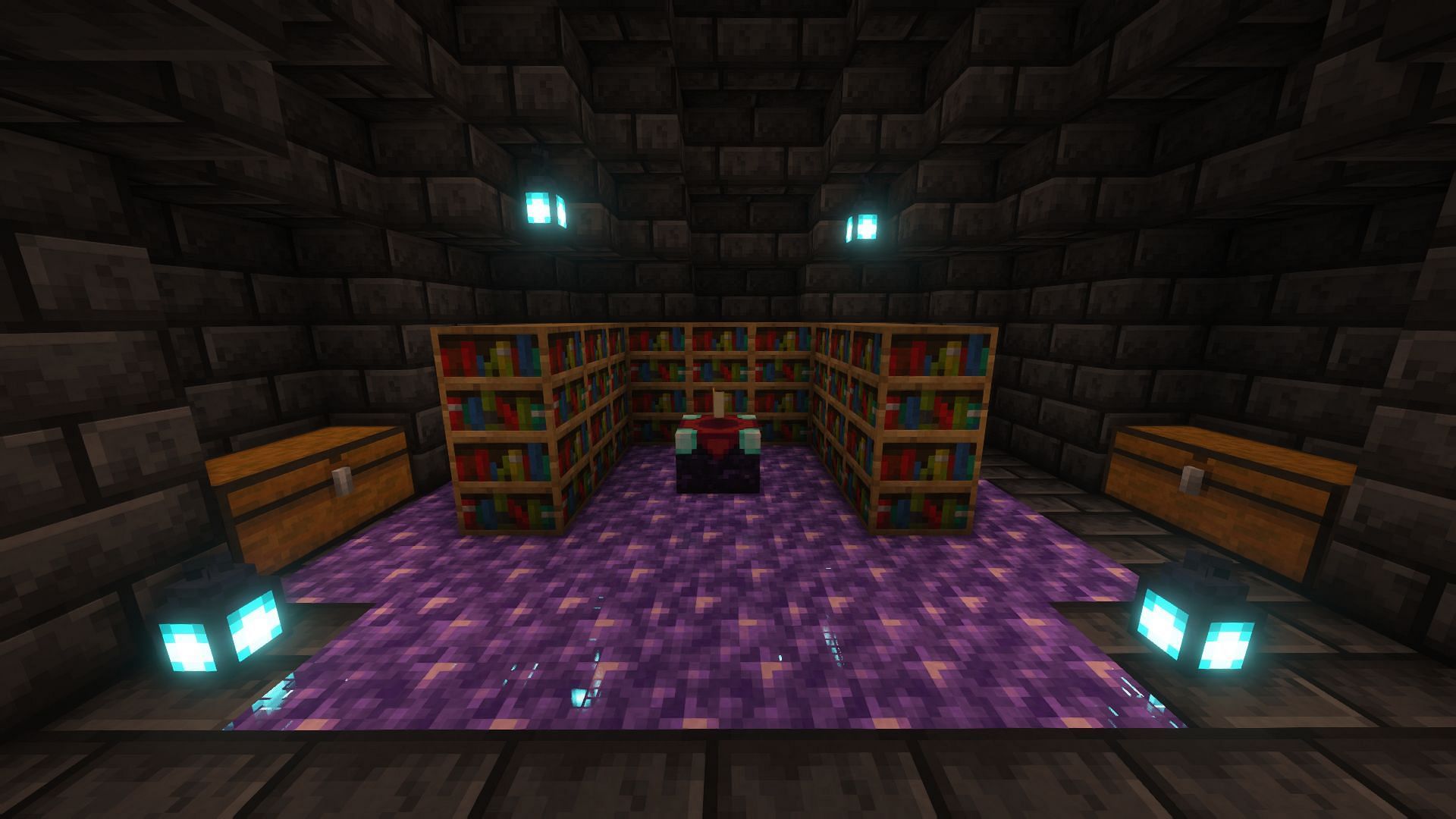 Enchanting room can also have anvil and all kinds of enchanted books in Minecraft (Image via Mojang)