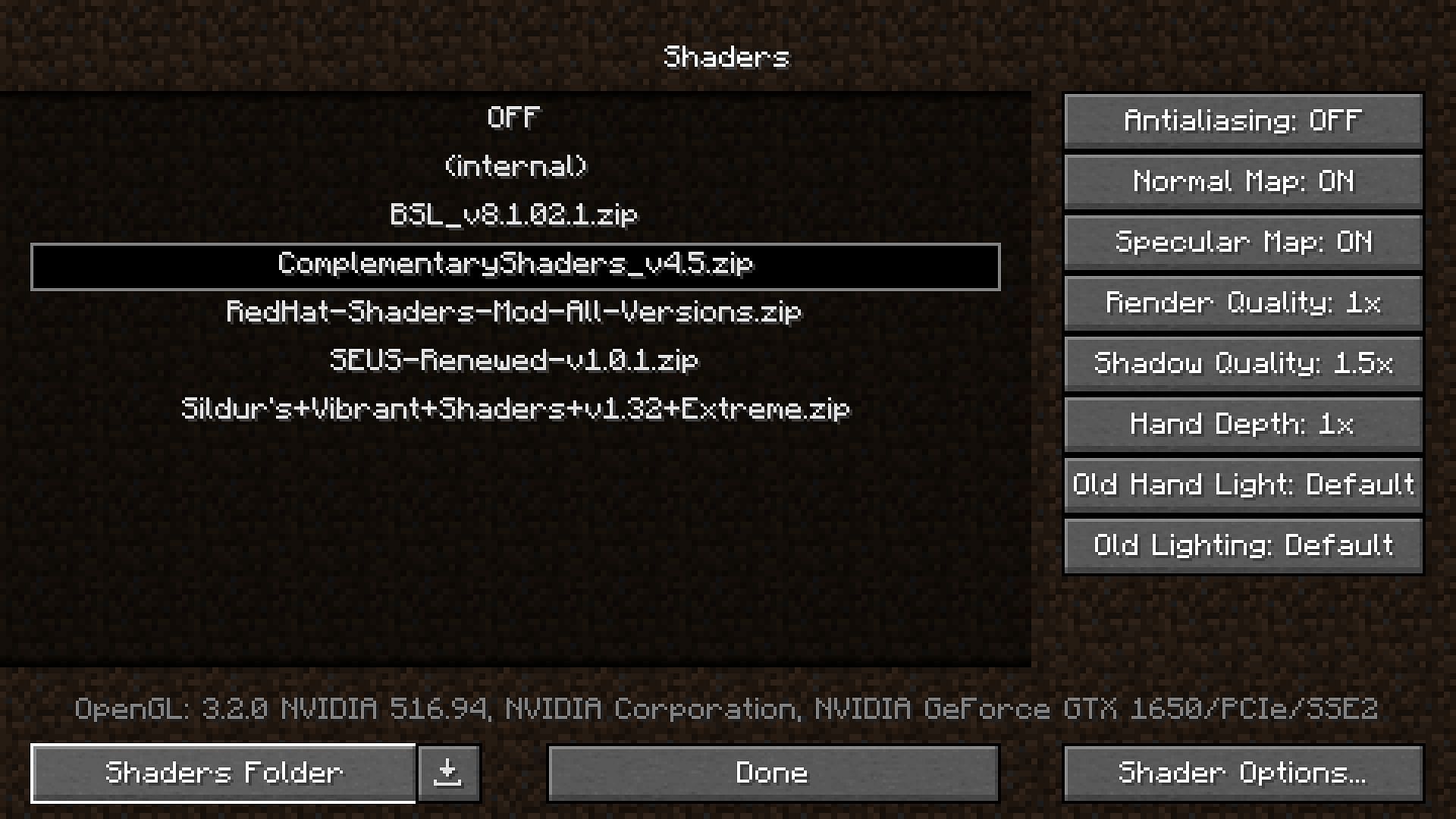 Shaders tab in Minecraft 1.19 from where the folder can be opened to transfer the shaders (Image via Mojang)