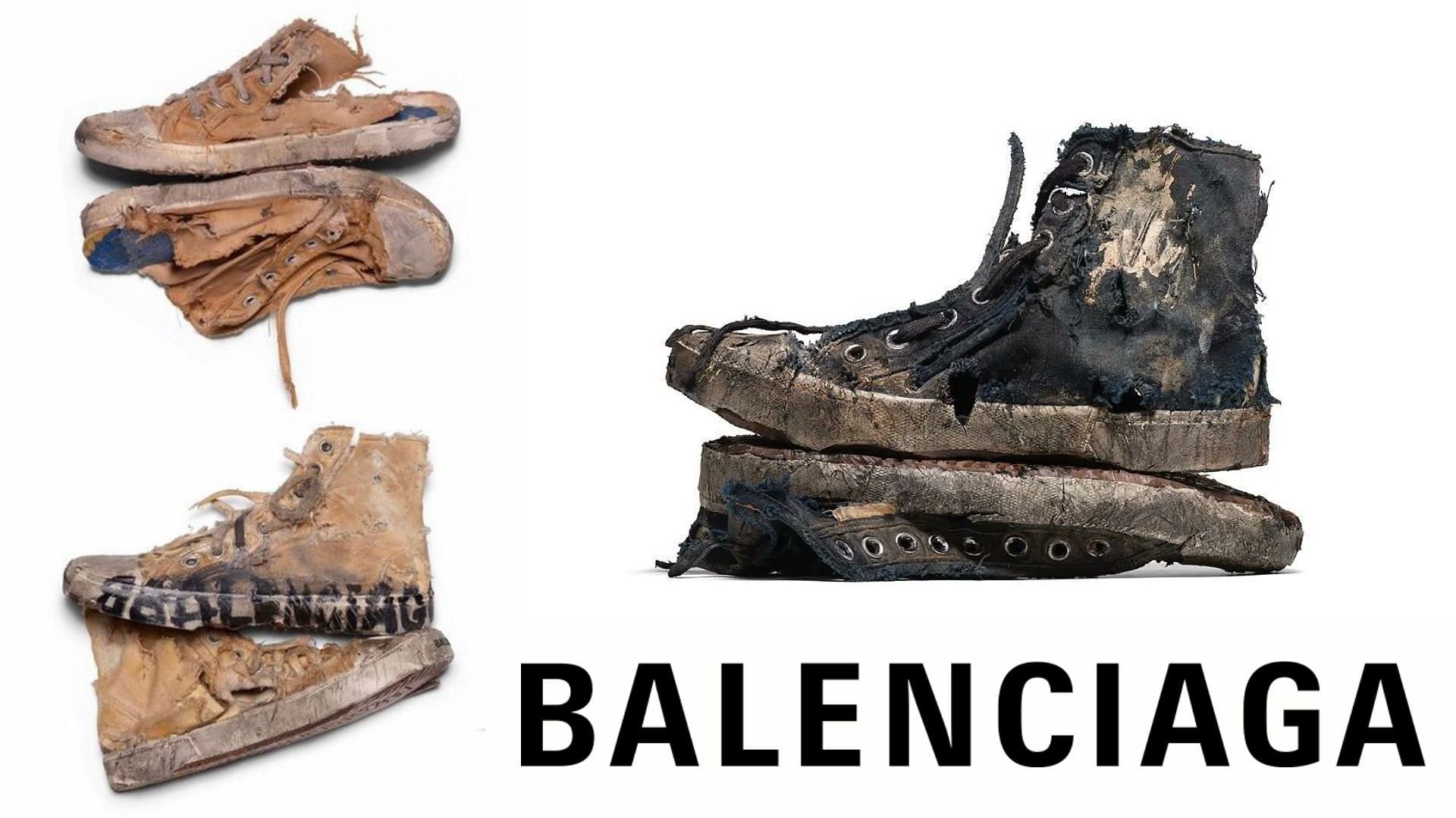 Here&#039;s a detailed look at the damaged and worn-out Paris sneakers (Image via Sportskeeda)