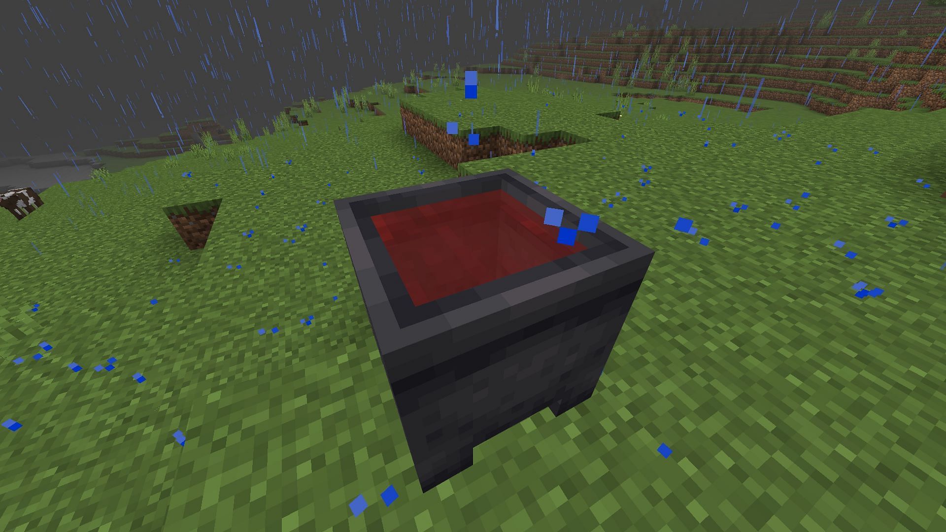 Players can color the water in the cauldron and use it to dye leather armor parts in Minecraft Bedrock Edition (Image via Mojang)
