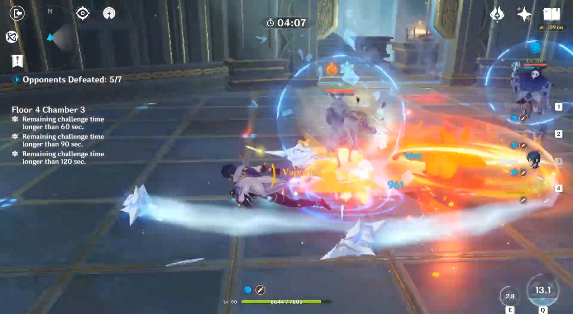 Kaeya&#039;s Elemental Burst hitting the Hydro Abyss Mage&#039;s shield (Image via HoYoverse)