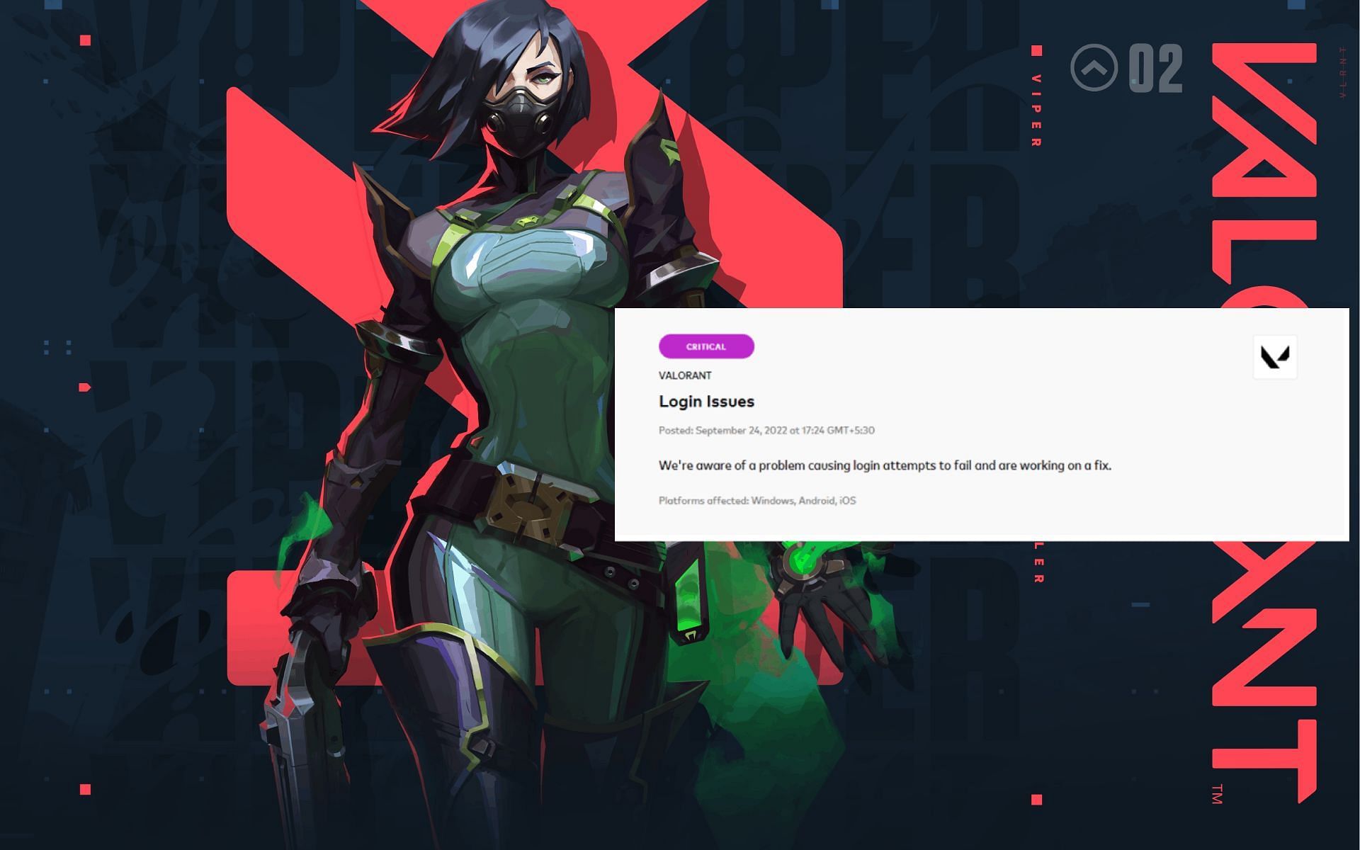 Riot Games are working on the current Valorant login error in Mumbai and multiple servers (Image via Sportskeeda)