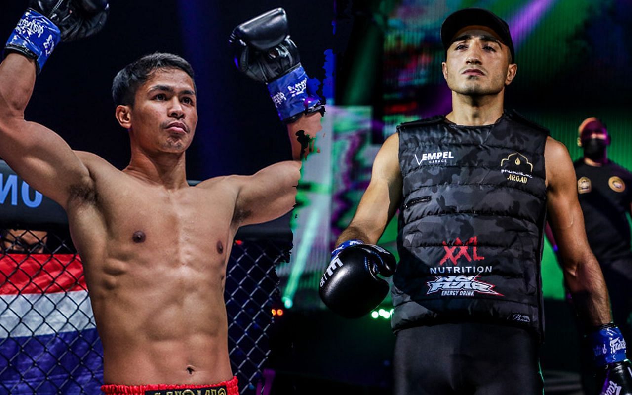 ONE featherweight kickboxing world champion Superbon (left) will defend his belt against Tayfun Ozcan (right) at ONE on Prime Video 2. (Image courtesy of ONE)
