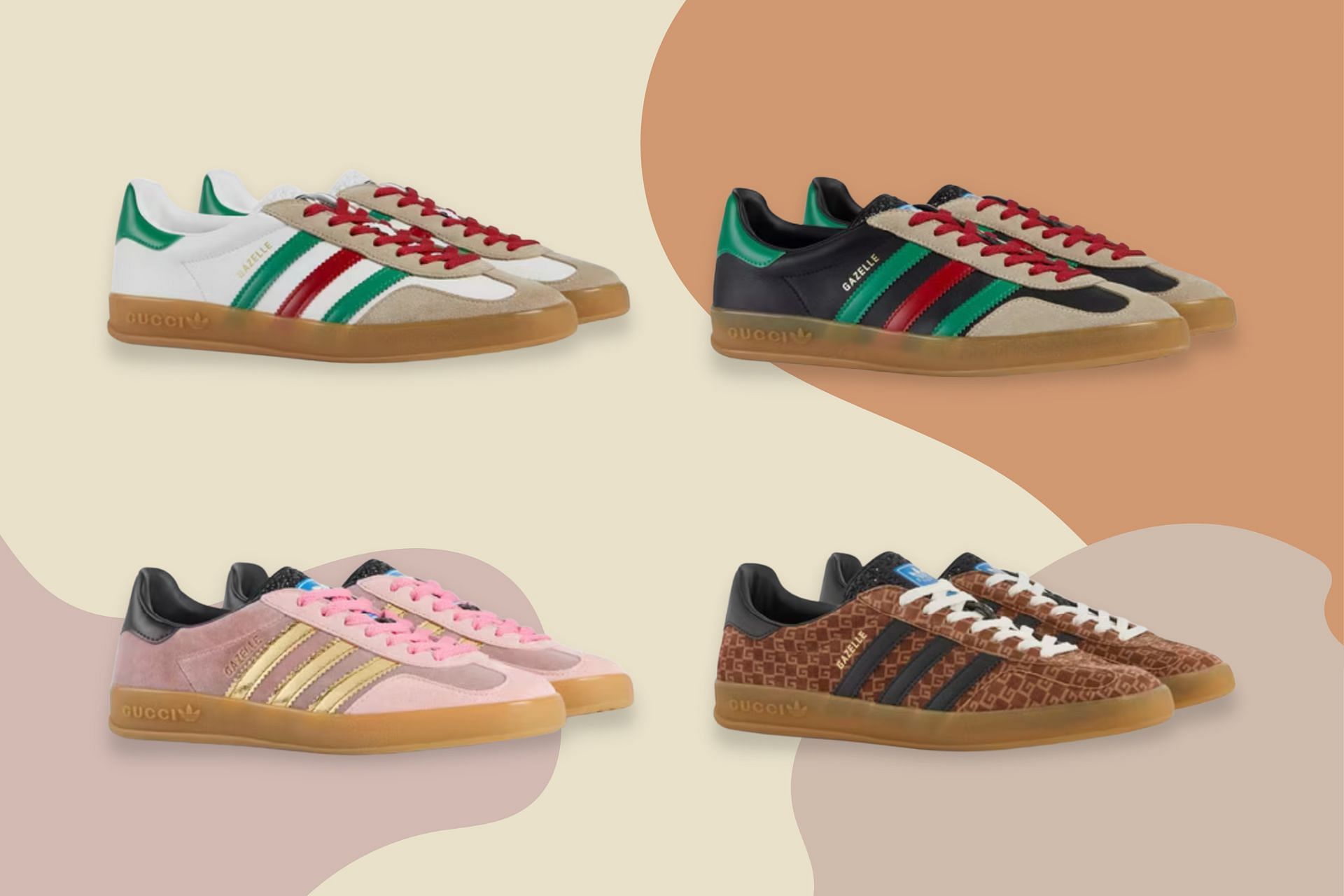 Newly released Fall 2022 Exquisite Gucci x Adidas Gazelle sneakers (Image via Sportskeeda)