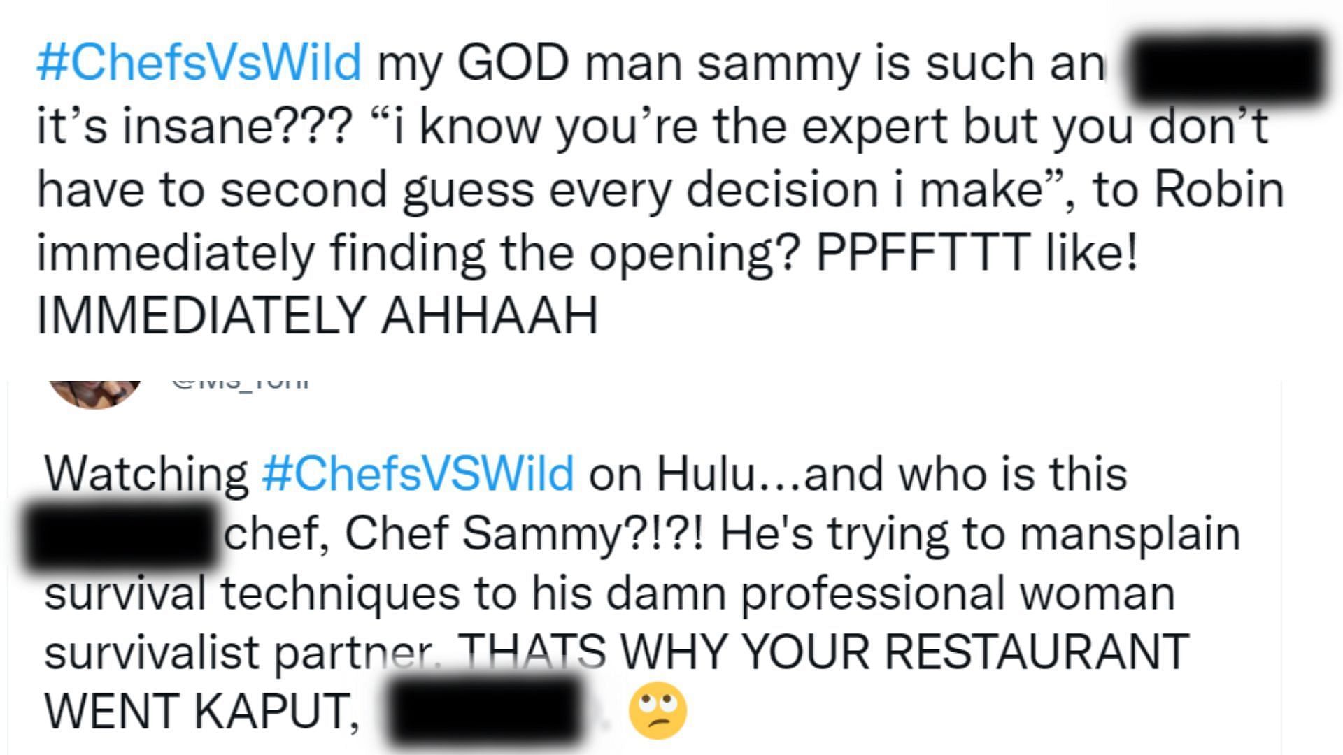 Fans slam Chef Sammy (Image via Twitter/@stardewingurmom,@MS_Toni)