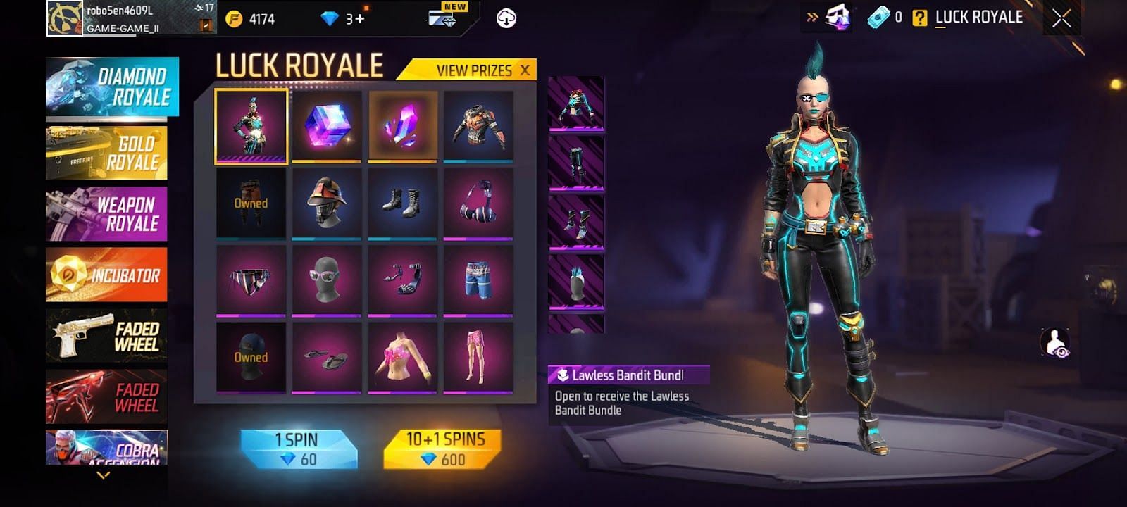 Diamond Royale section (Image via Garena)