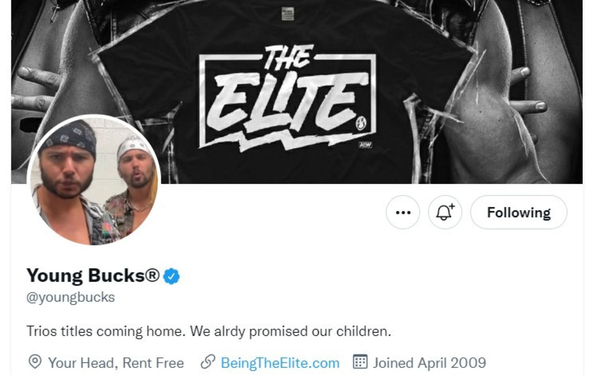 The updated Twitter bio of Young Bucks.